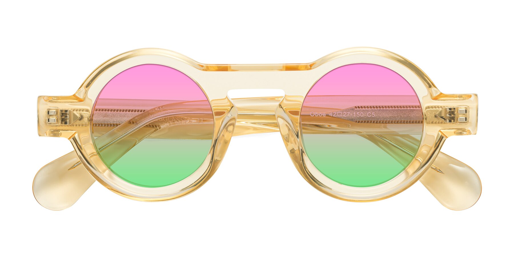 Folded Front of Oboe in Champagne with Pink / Green Gradient Lenses