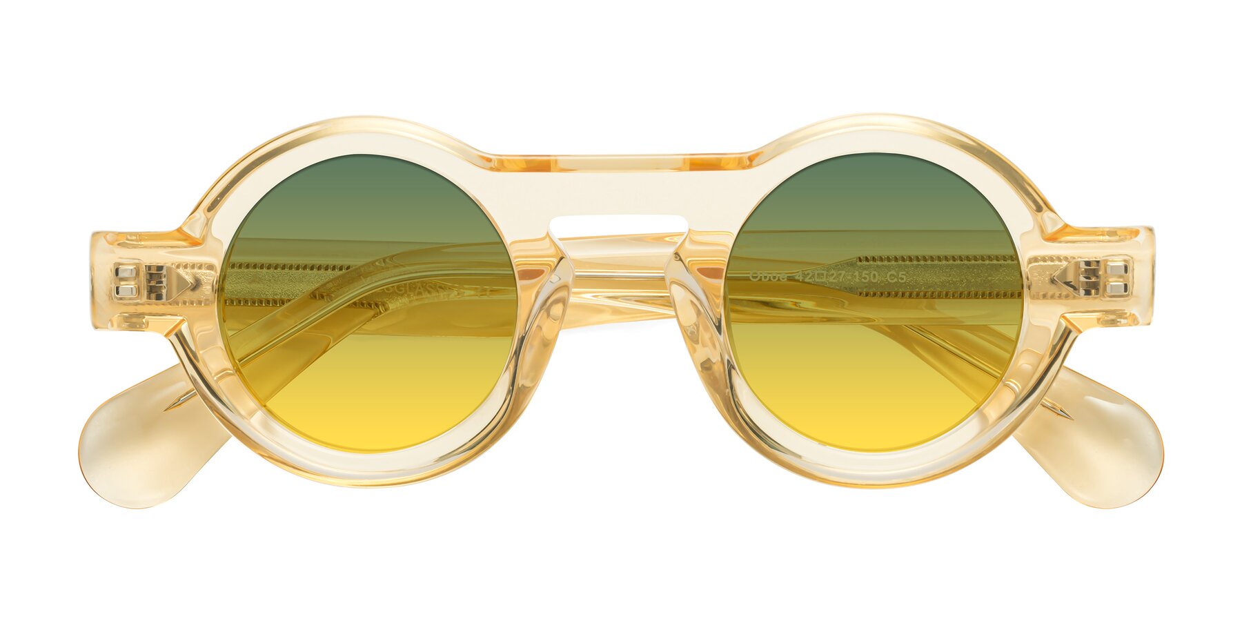 Folded Front of Oboe in Champagne with Green / Yellow Gradient Lenses