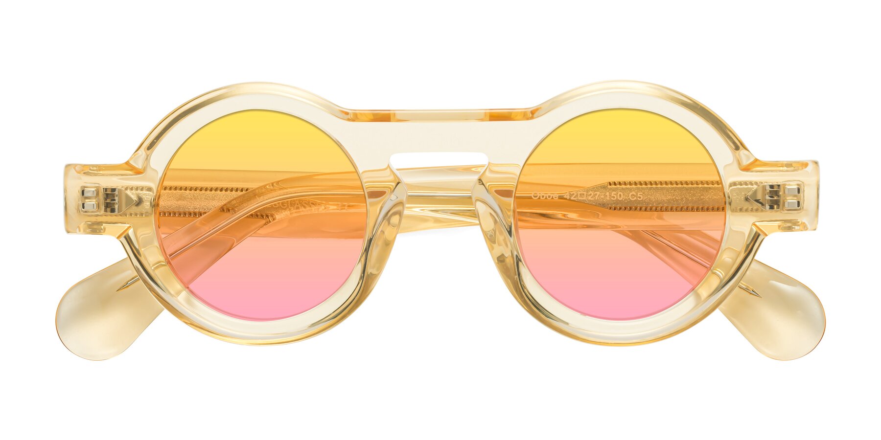 Folded Front of Oboe in Champagne with Yellow / Pink Gradient Lenses