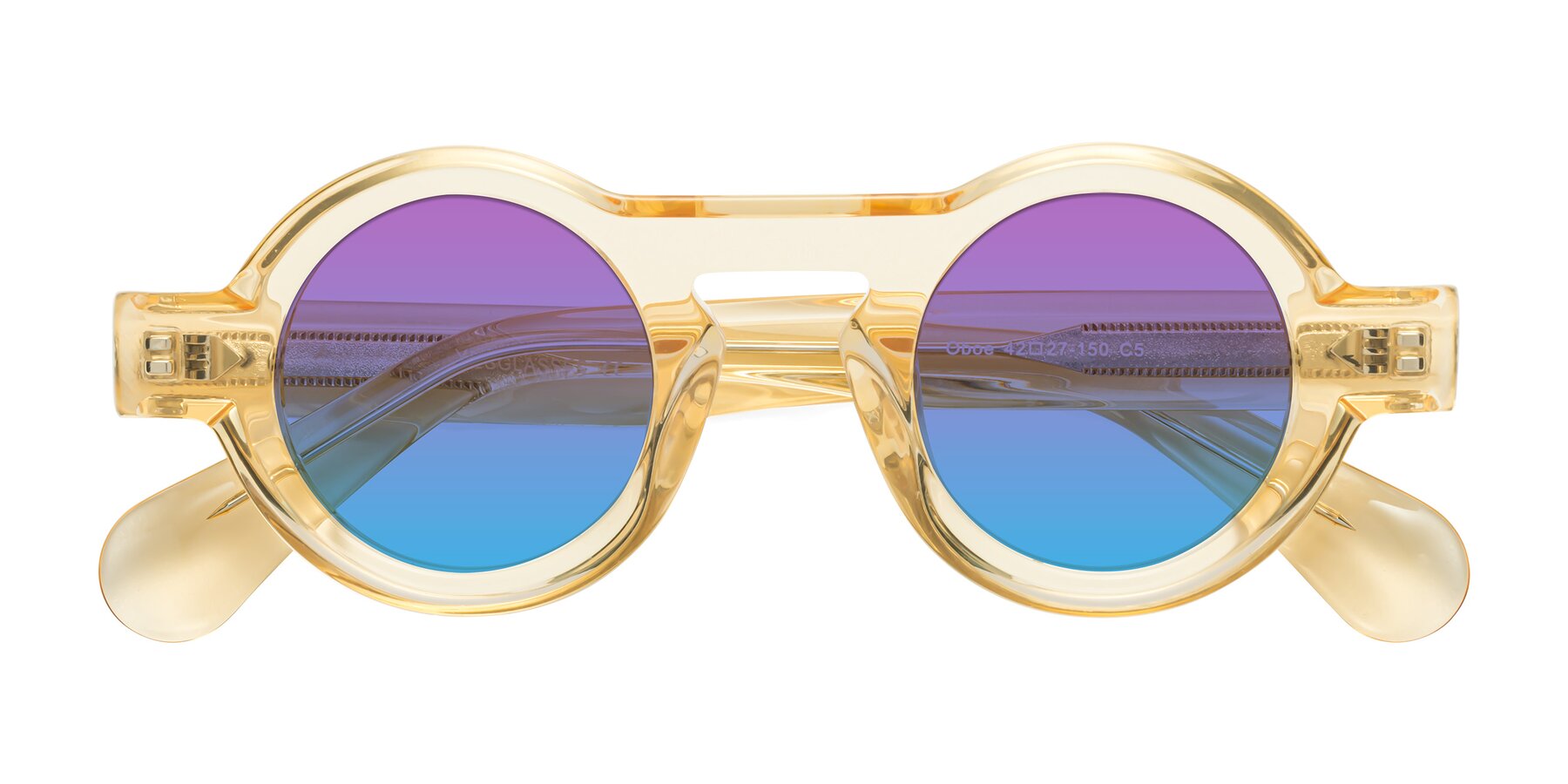 Folded Front of Oboe in Champagne with Purple / Blue Gradient Lenses