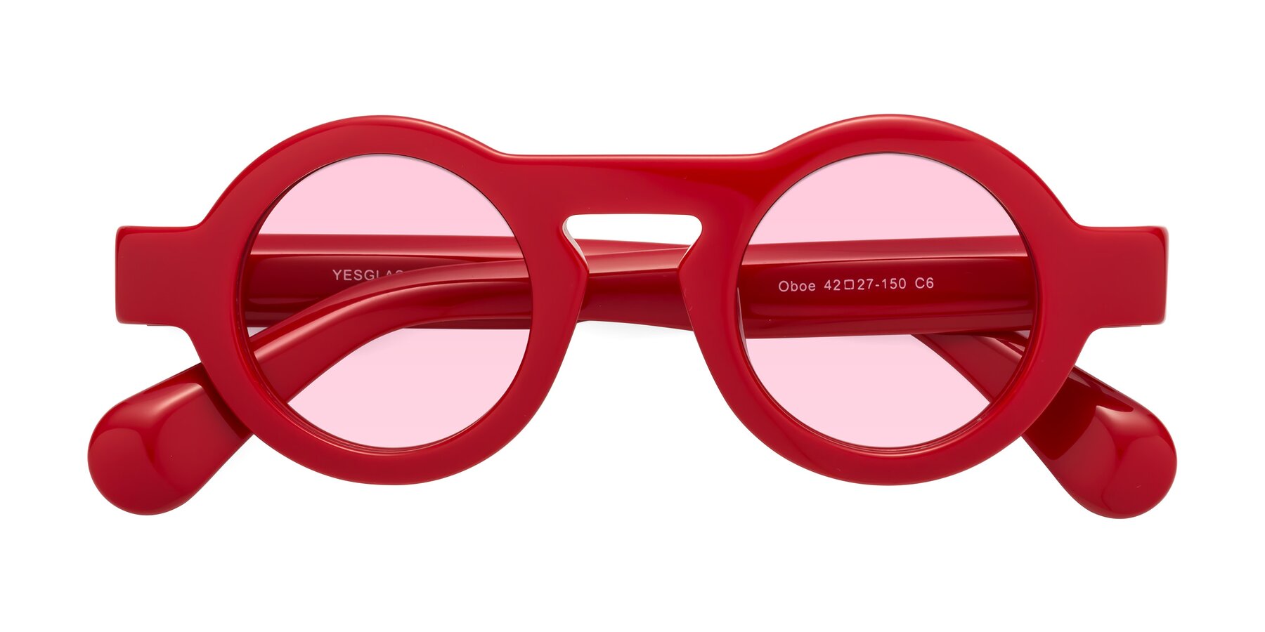 Folded Front of Oboe in Red with Light Pink Tinted Lenses
