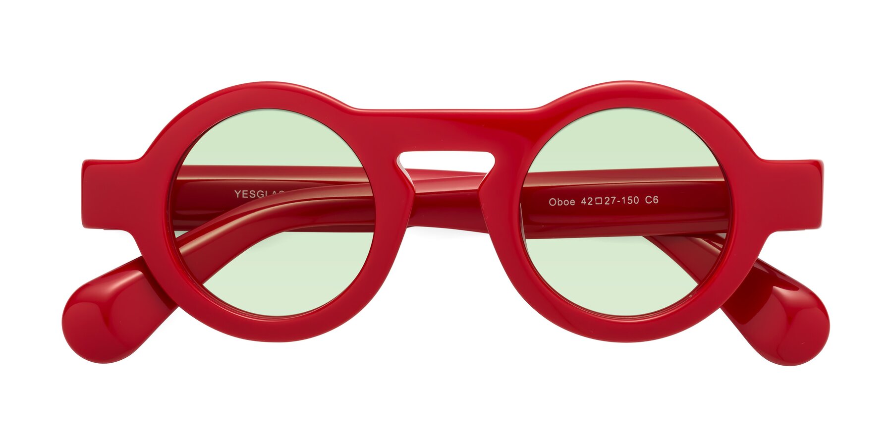 Folded Front of Oboe in Red with Light Green Tinted Lenses