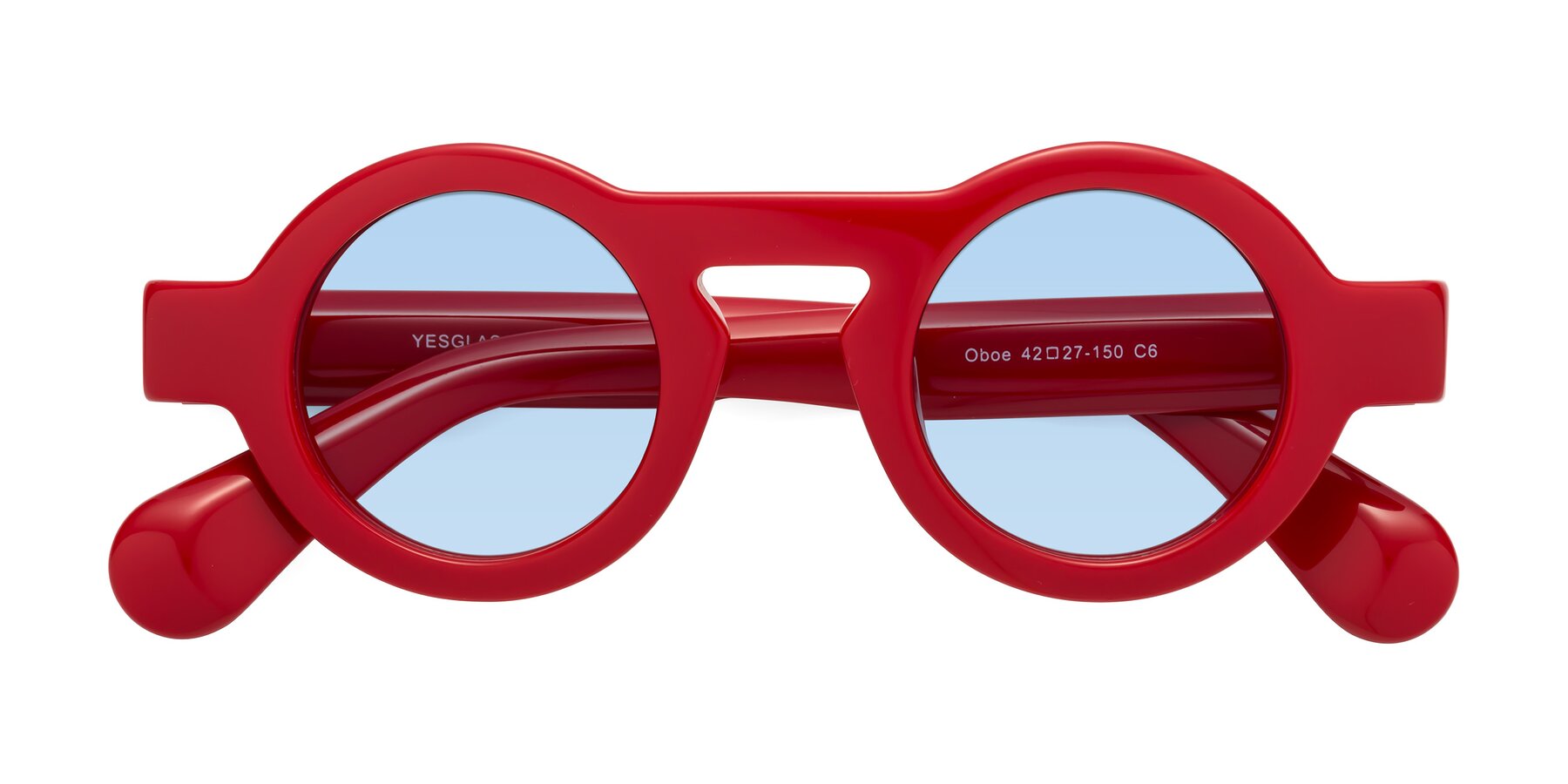 Folded Front of Oboe in Red with Light Blue Tinted Lenses