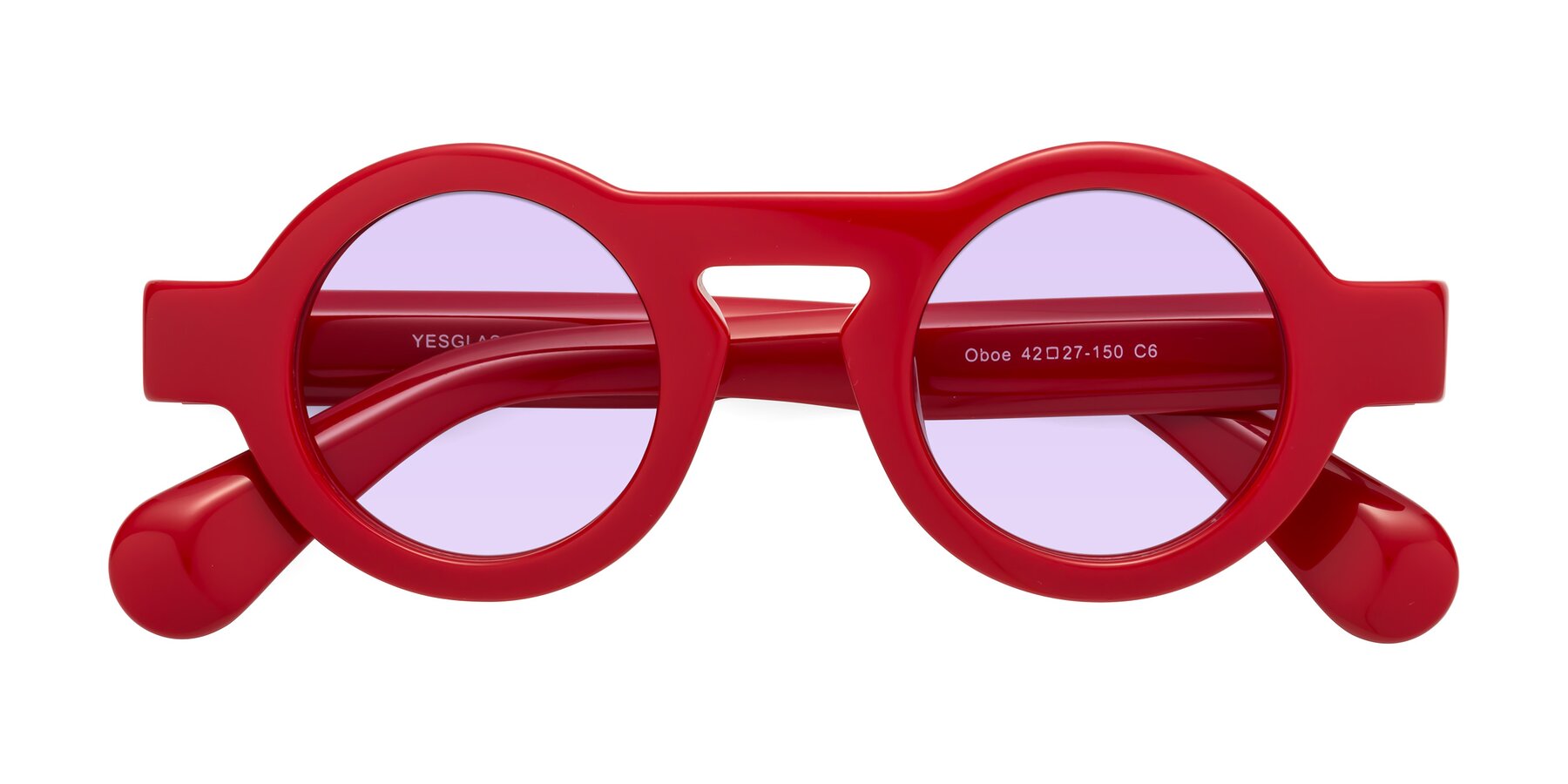 Folded Front of Oboe in Red with Light Purple Tinted Lenses