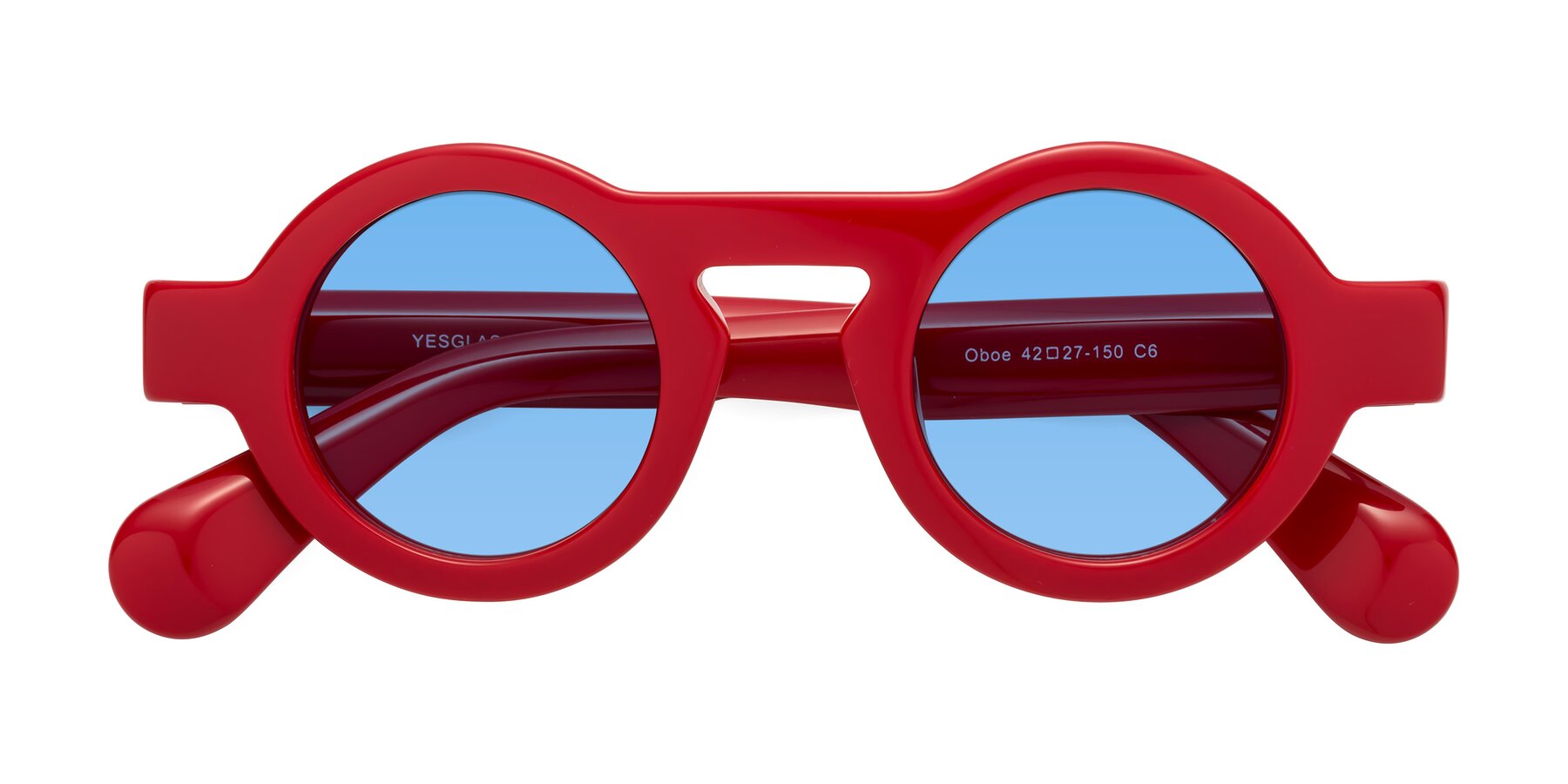 Folded Front of Oboe in Red with Medium Blue Tinted Lenses