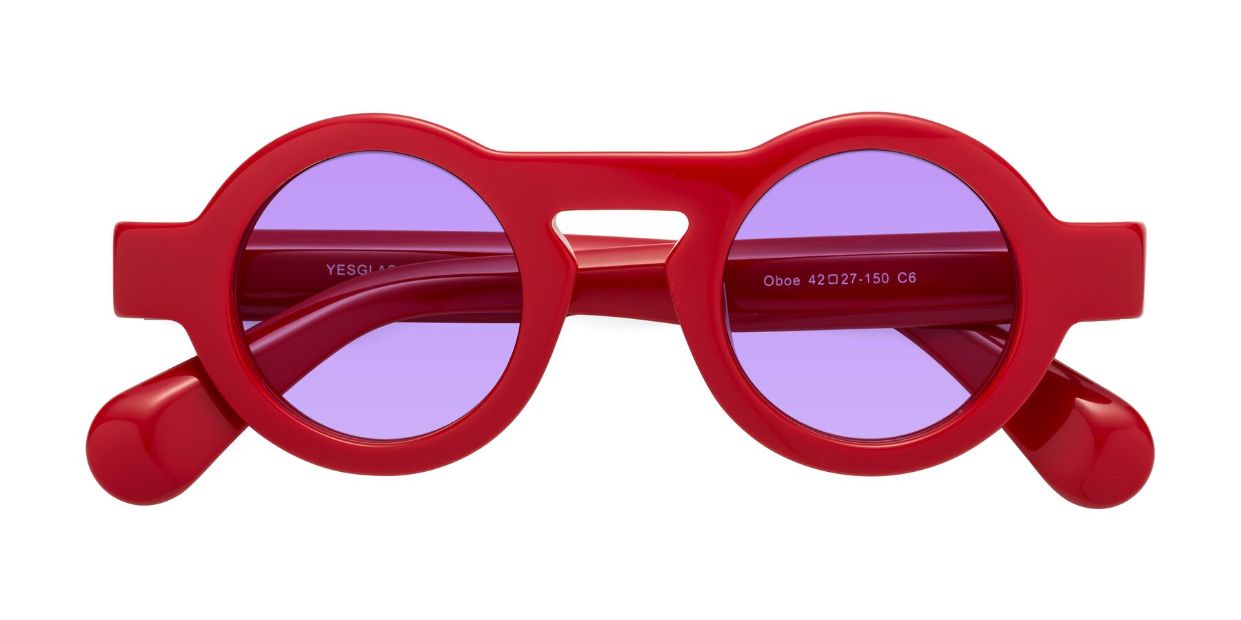 Folded Front of Oboe in Red with Medium Purple Tinted Lenses