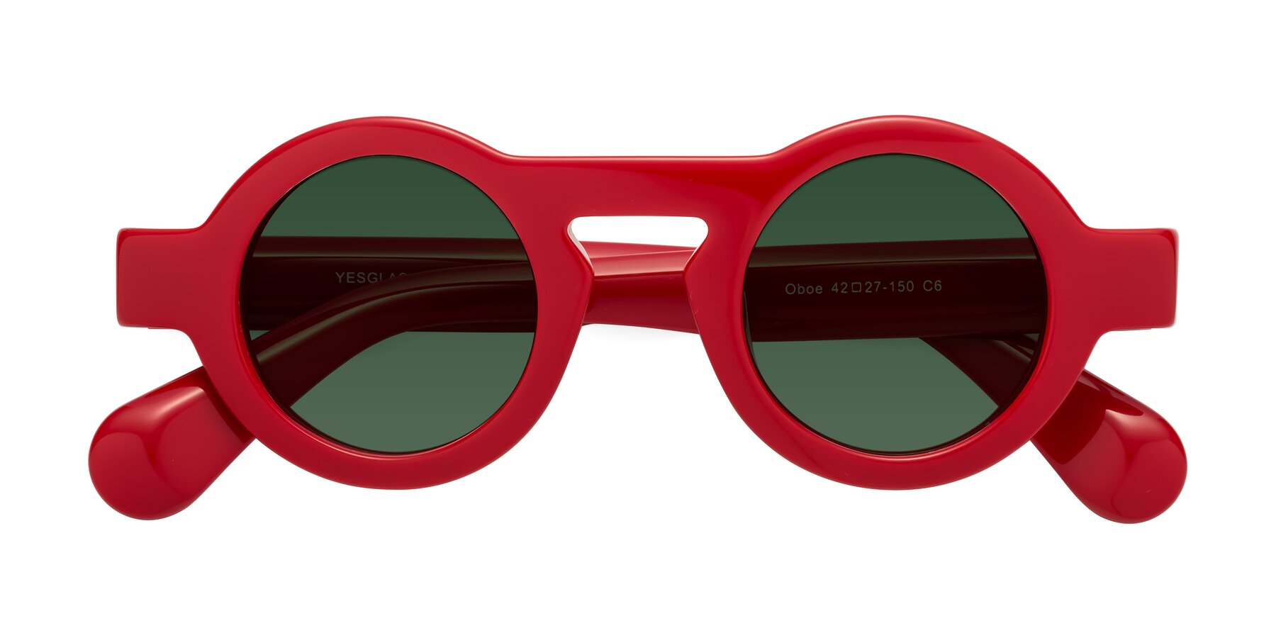 Folded Front of Oboe in Red with Green Tinted Lenses