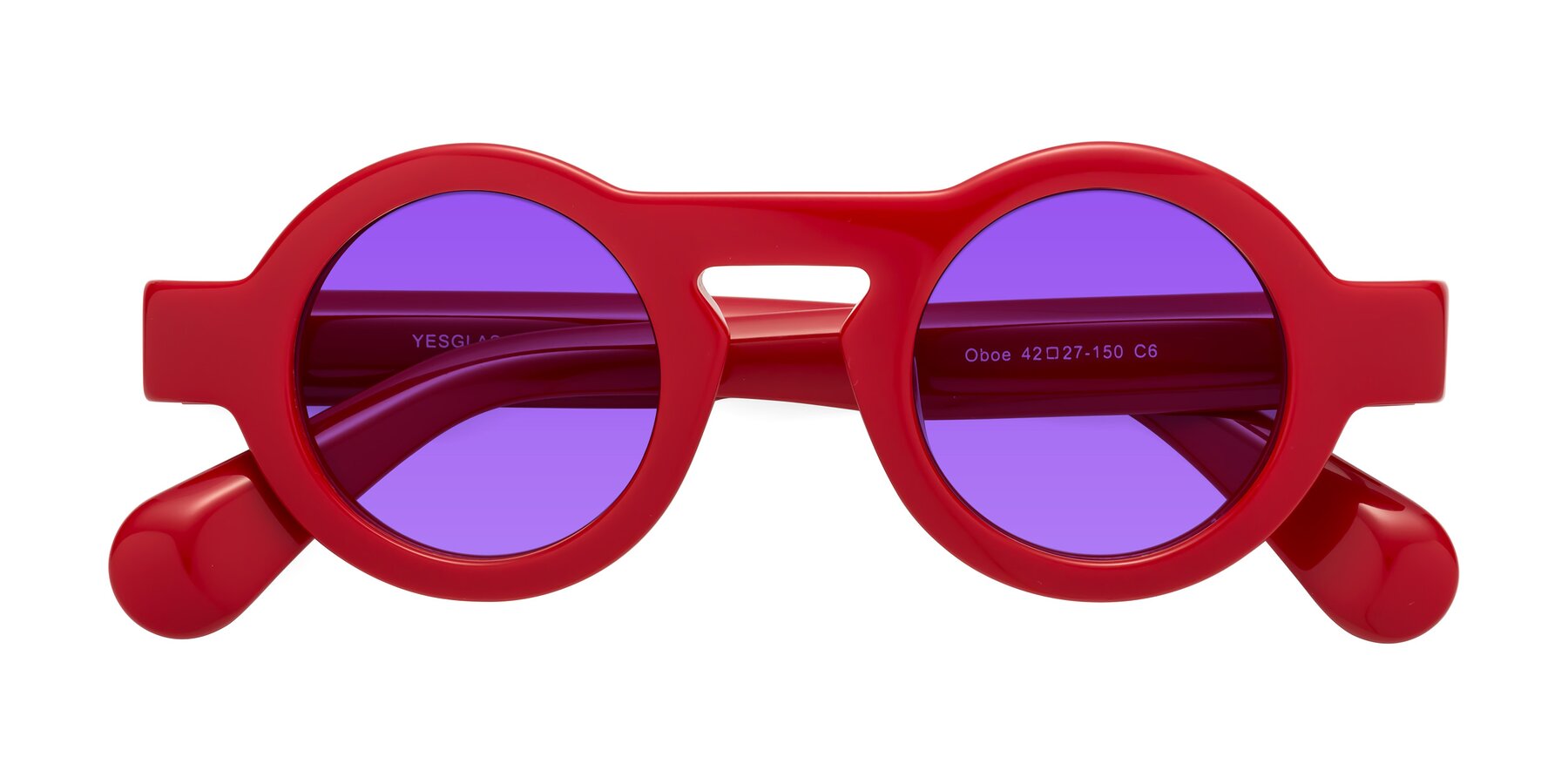 Folded Front of Oboe in Red with Purple Tinted Lenses