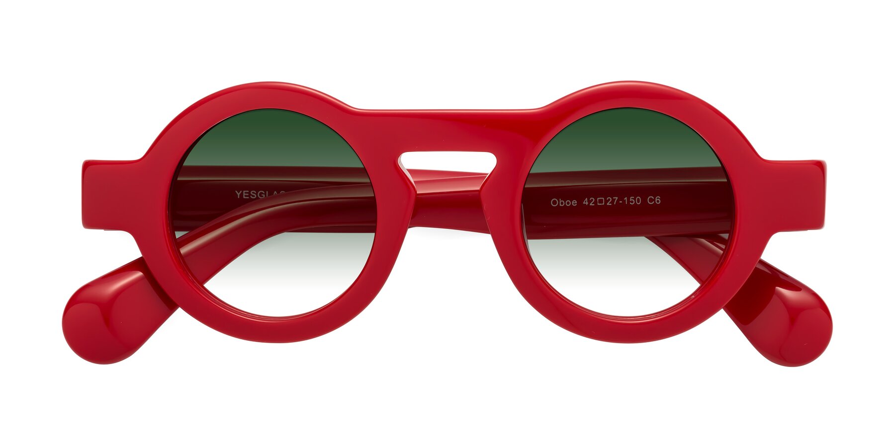 Folded Front of Oboe in Red with Green Gradient Lenses