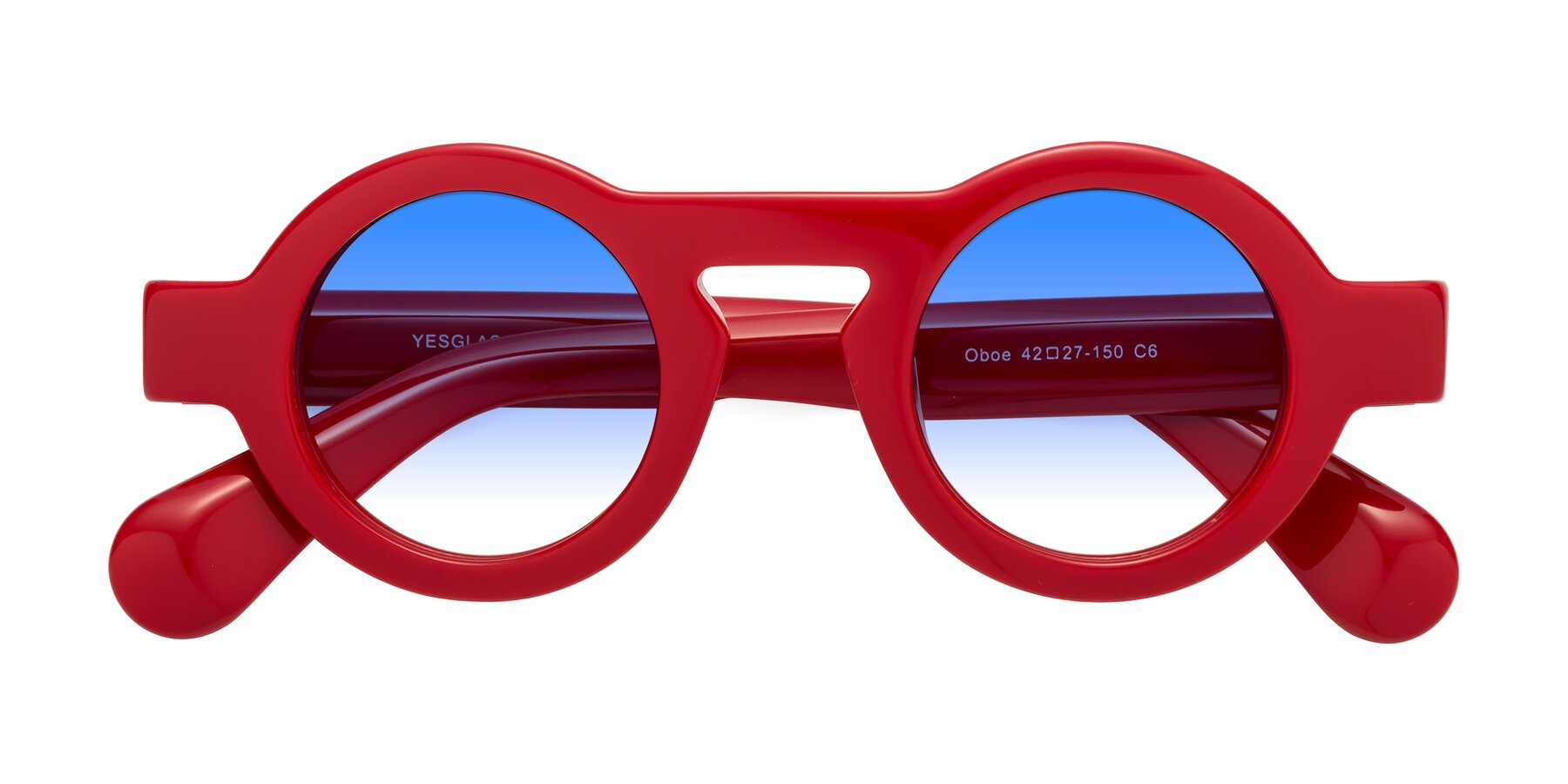 Folded Front of Oboe in Red with Blue Gradient Lenses