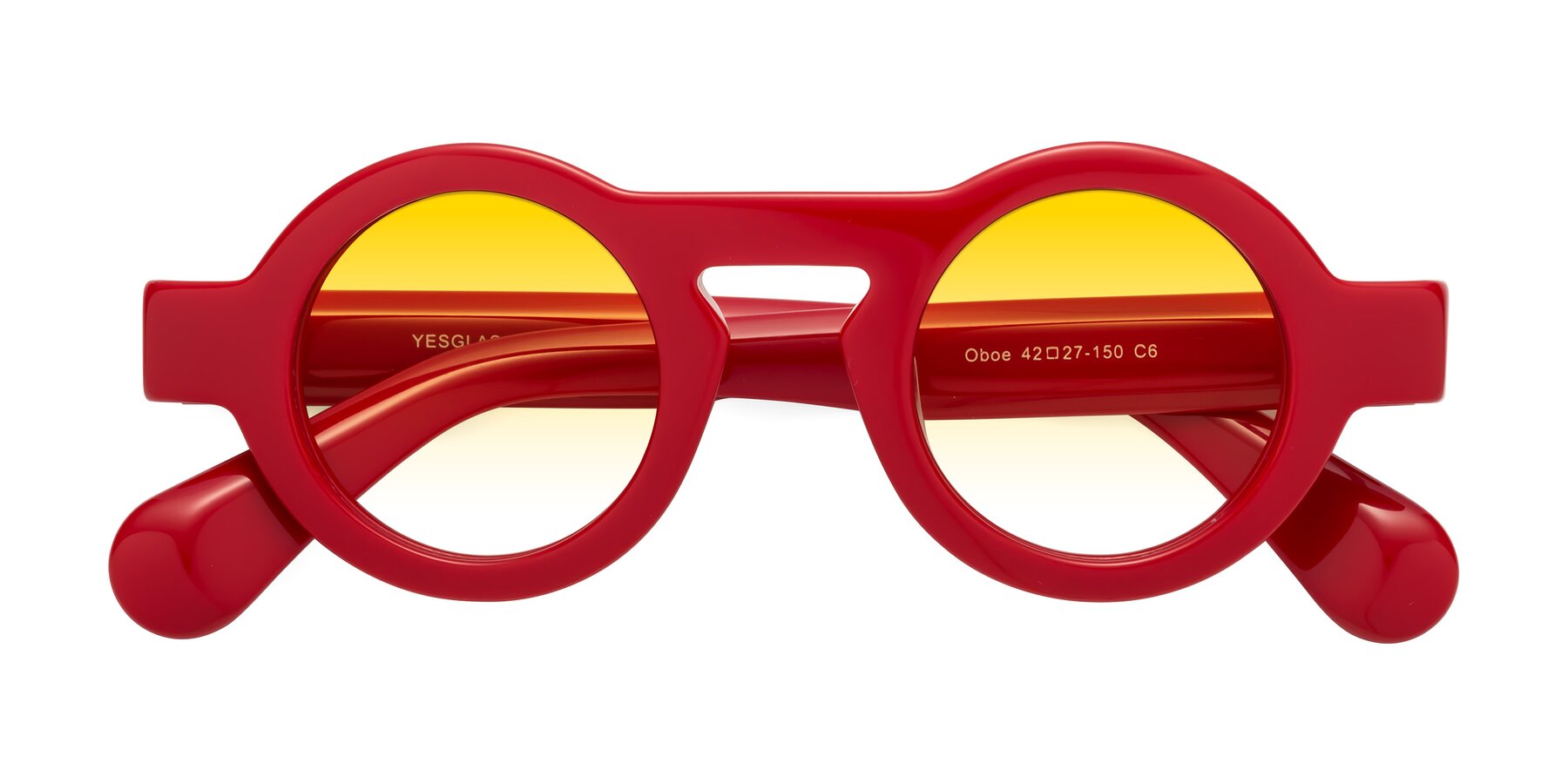 Folded Front of Oboe in Red with Yellow Gradient Lenses