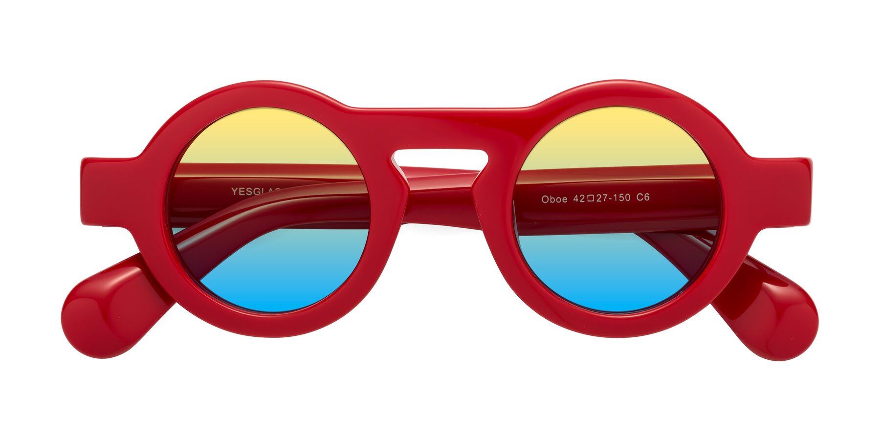Folded Front of Oboe in Red with Yellow / Blue Gradient Lenses