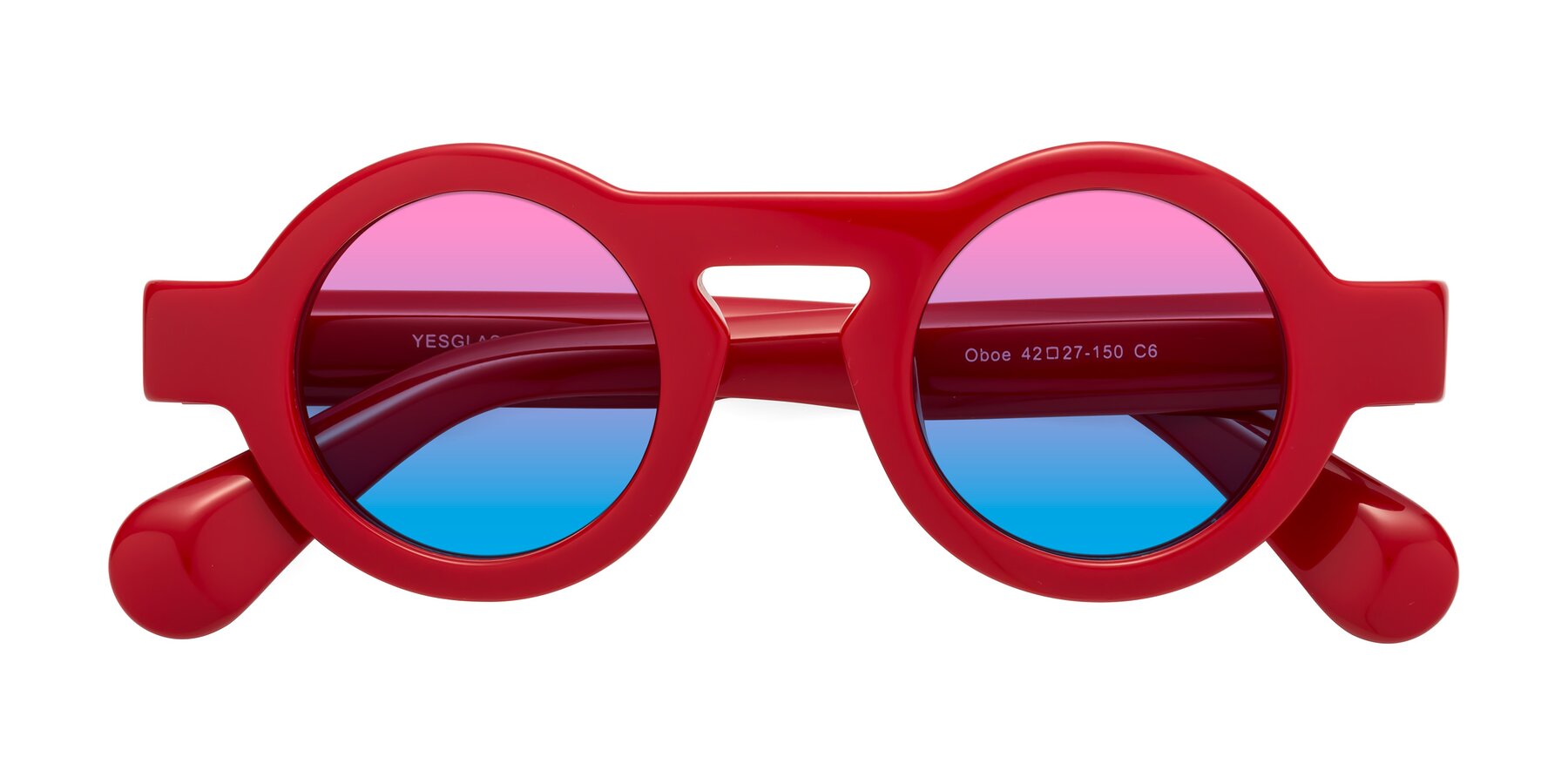 Folded Front of Oboe in Red with Pink / Blue Gradient Lenses