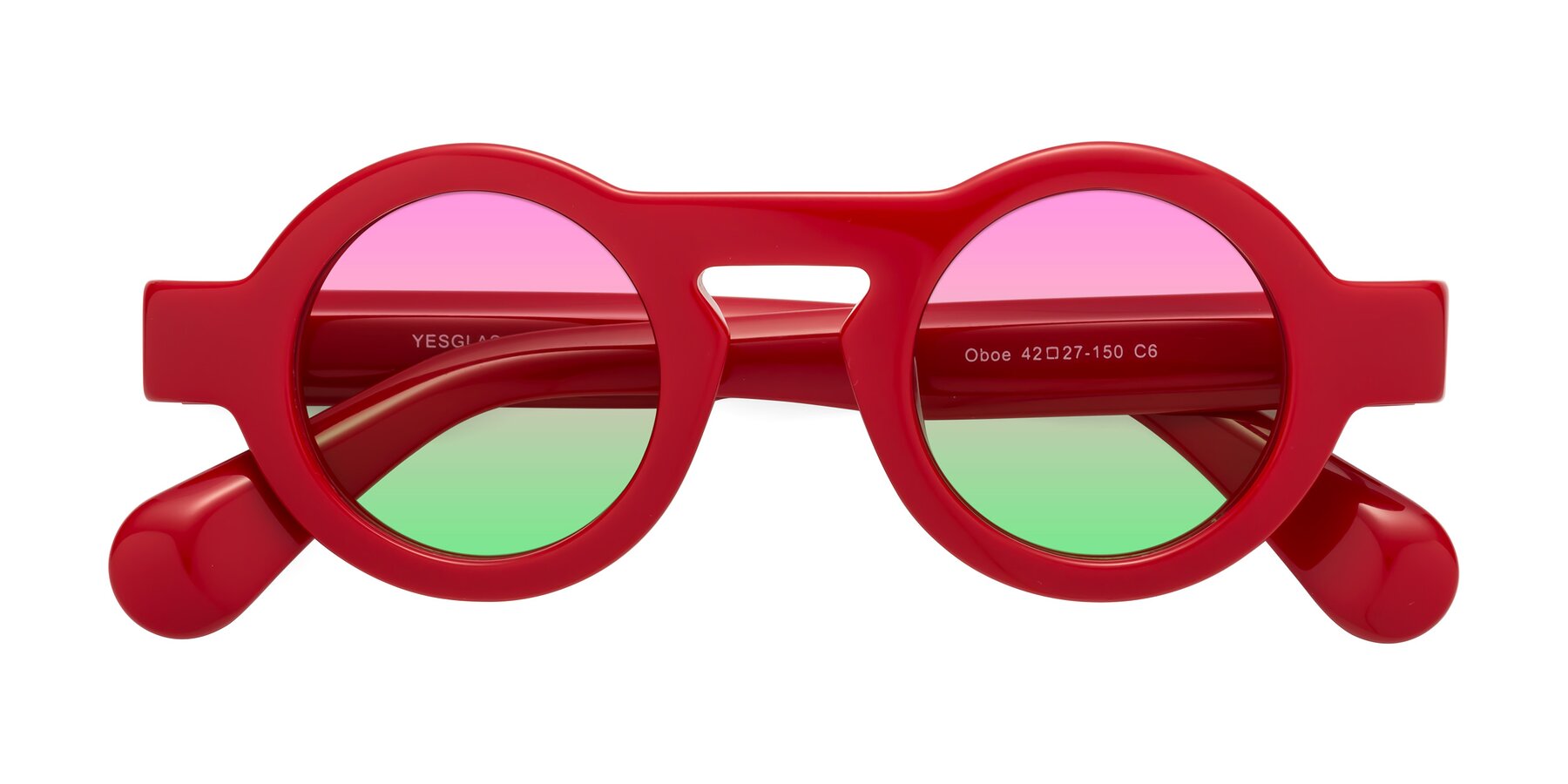 Folded Front of Oboe in Red with Pink / Green Gradient Lenses