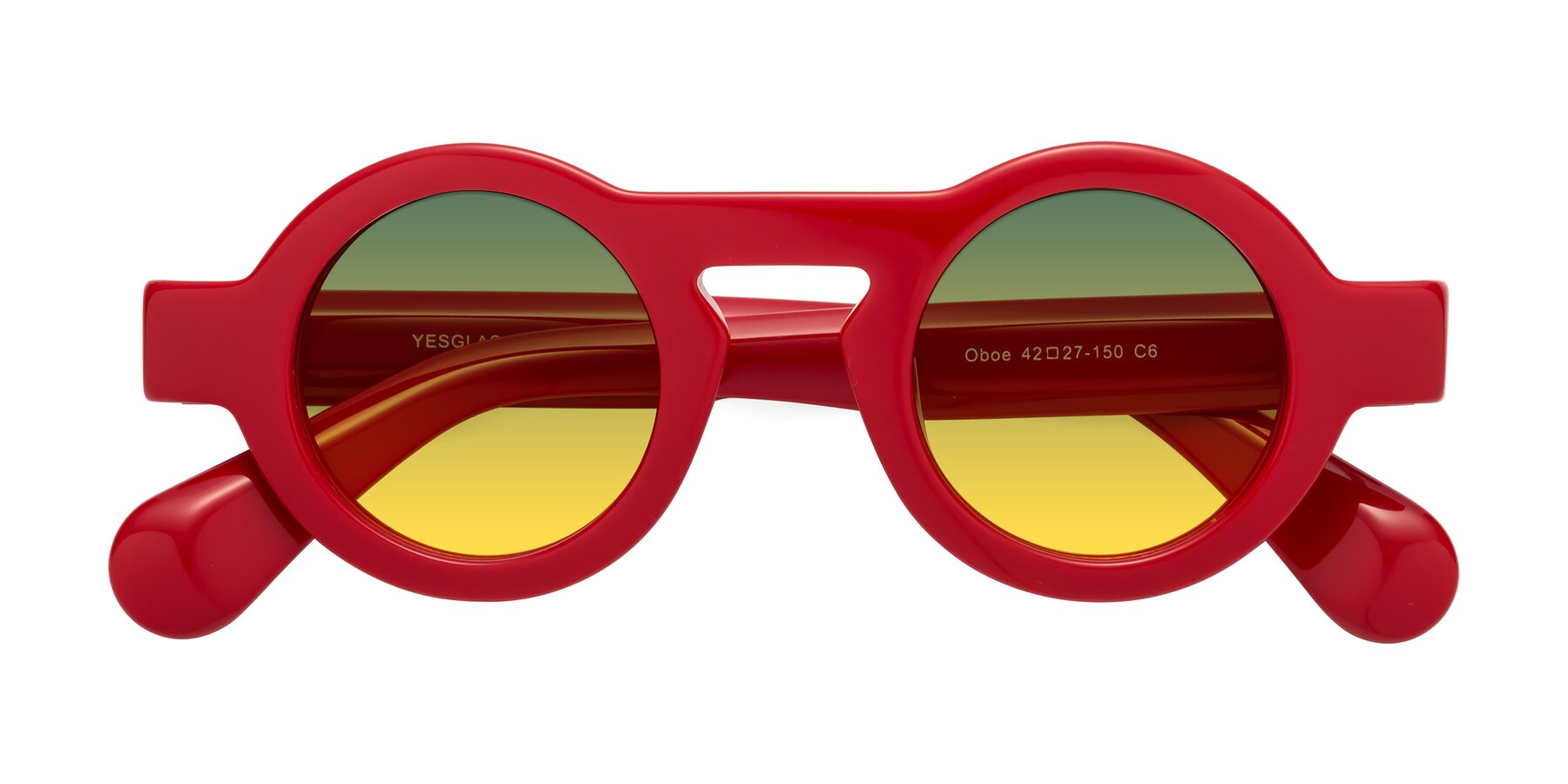 Folded Front of Oboe in Red with Green / Yellow Gradient Lenses