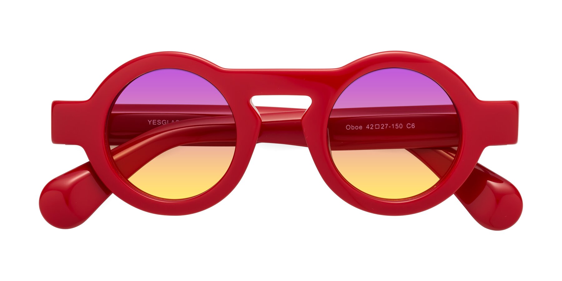 Folded Front of Oboe in Red with Purple / Yellow Gradient Lenses