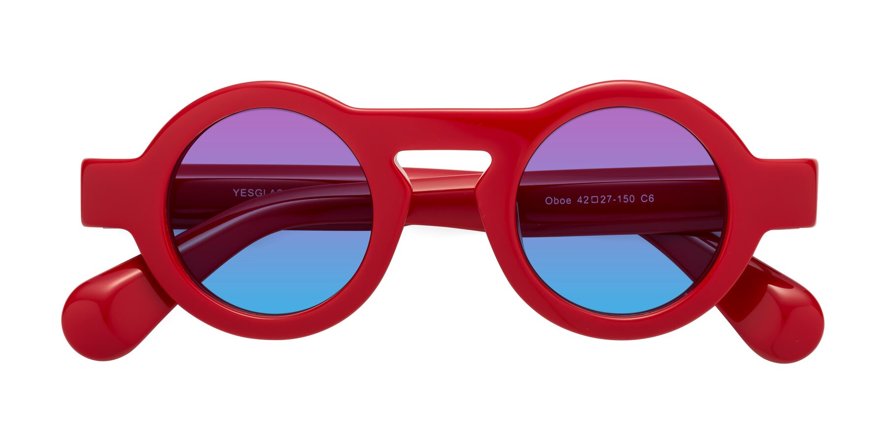 Folded Front of Oboe in Red with Purple / Blue Gradient Lenses