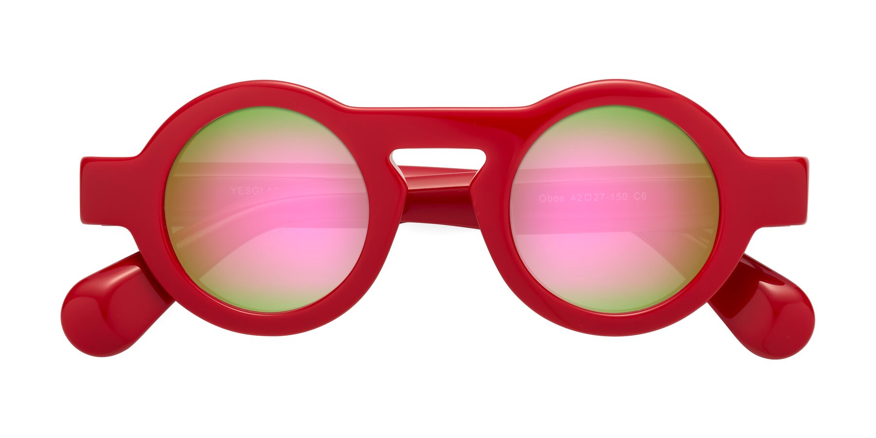 Folded Front of Oboe in Red with Pink Mirrored Lenses