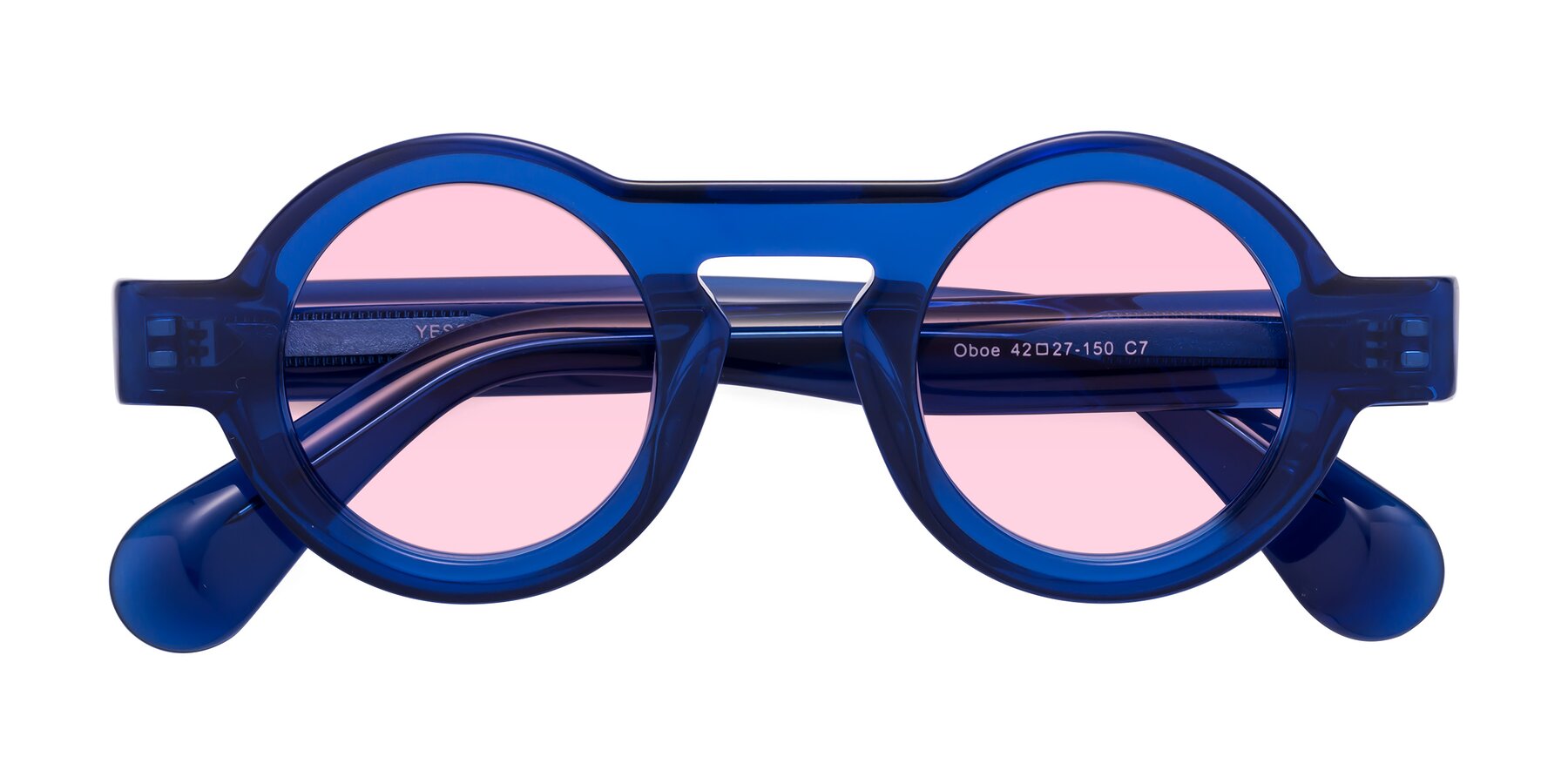Folded Front of Oboe in Blue with Light Pink Tinted Lenses