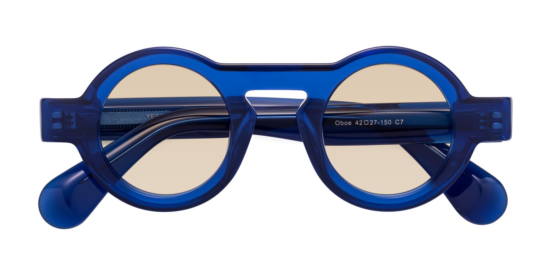Folded Front of Oboe in Blue with Light Brown Tinted Lenses