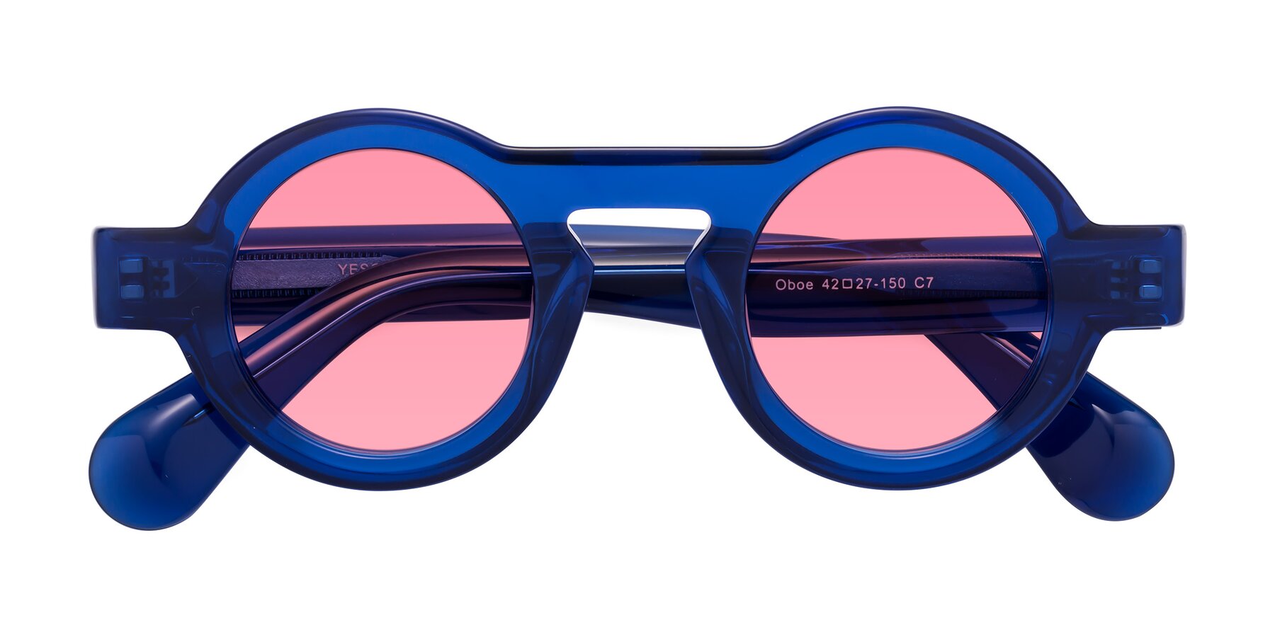 Folded Front of Oboe in Blue with Pink Tinted Lenses
