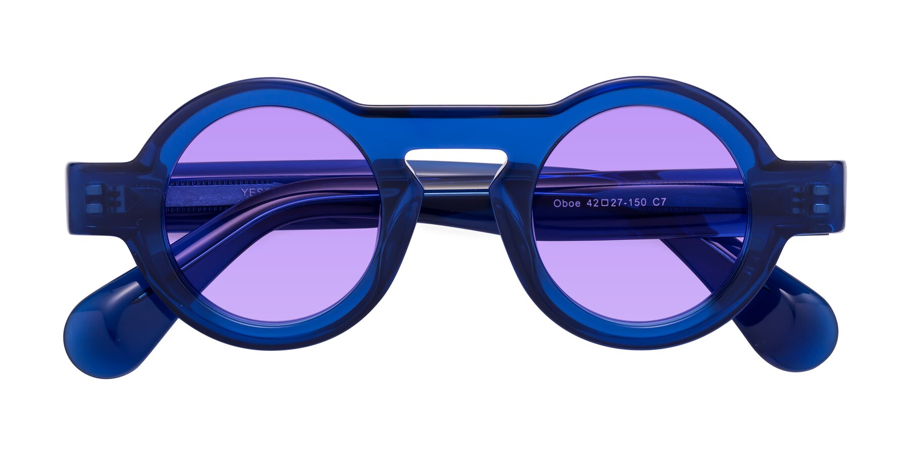 Folded Front of Oboe in Blue with Medium Purple Tinted Lenses