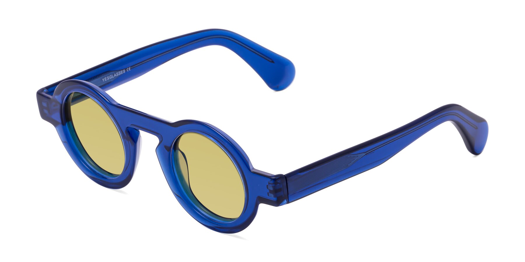 Angle of Oboe in Blue with Medium Champagne Tinted Lenses