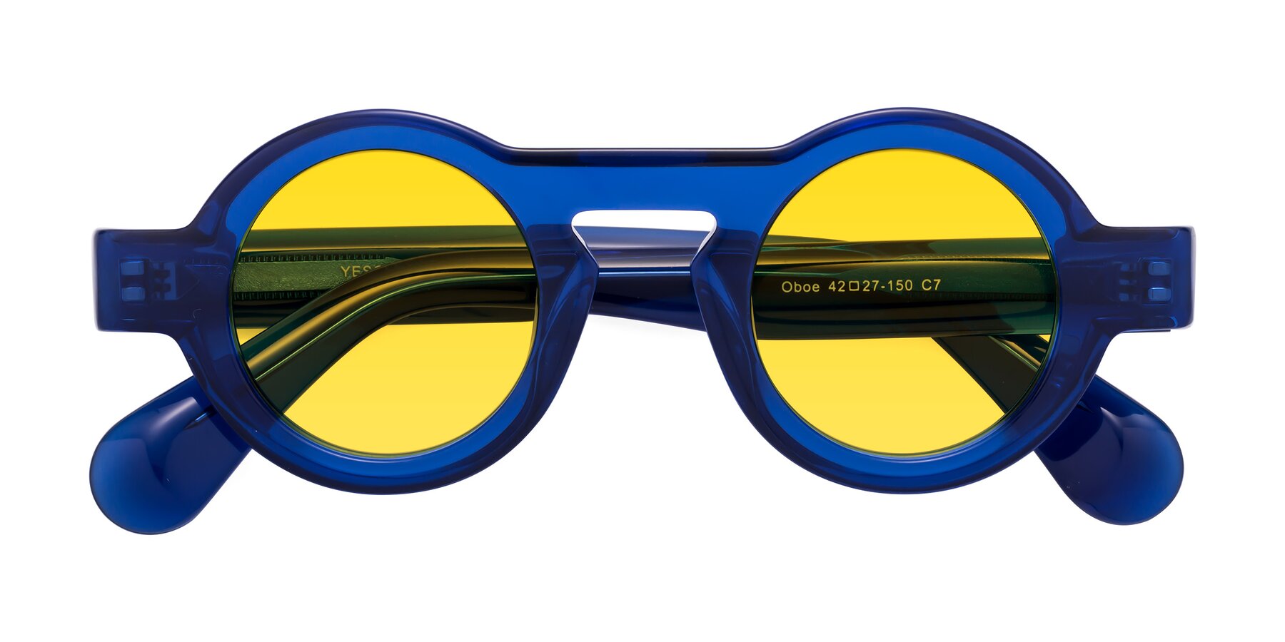 Folded Front of Oboe in Blue with Yellow Tinted Lenses