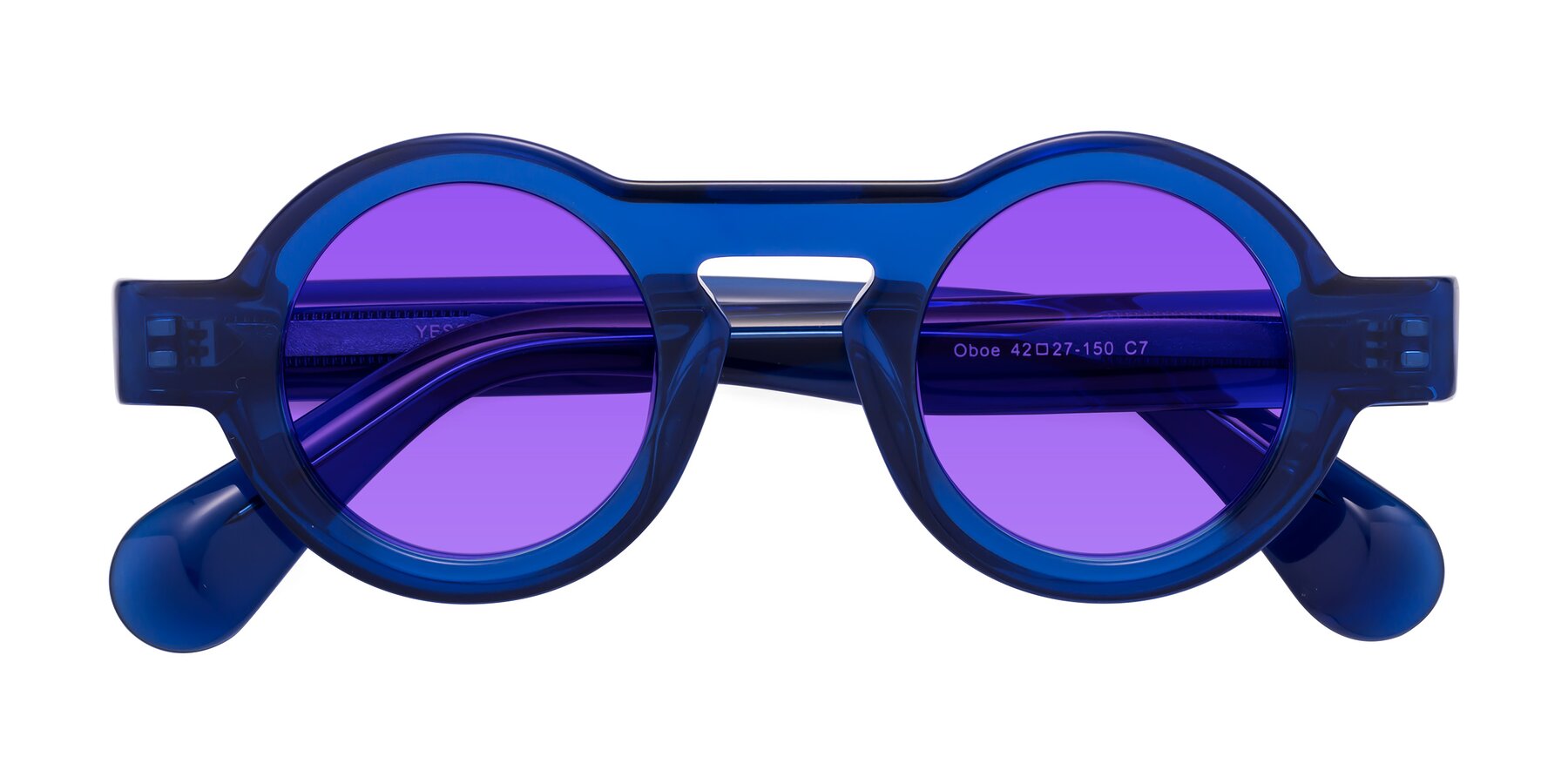 Folded Front of Oboe in Blue with Purple Tinted Lenses