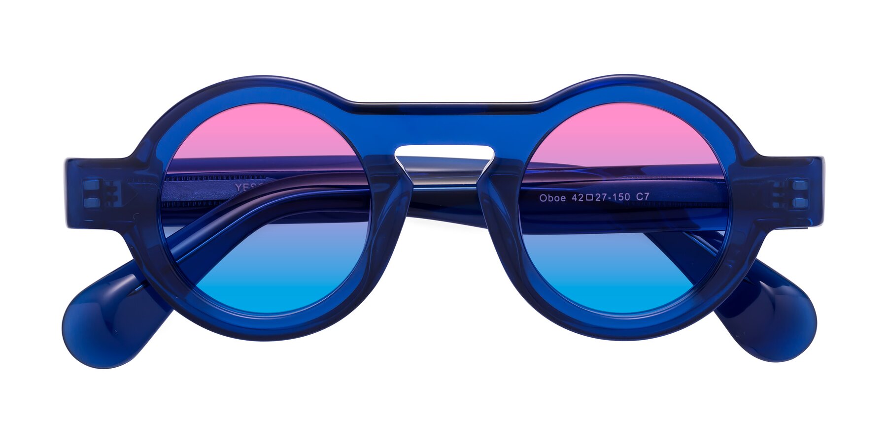 Folded Front of Oboe in Blue with Pink / Blue Gradient Lenses