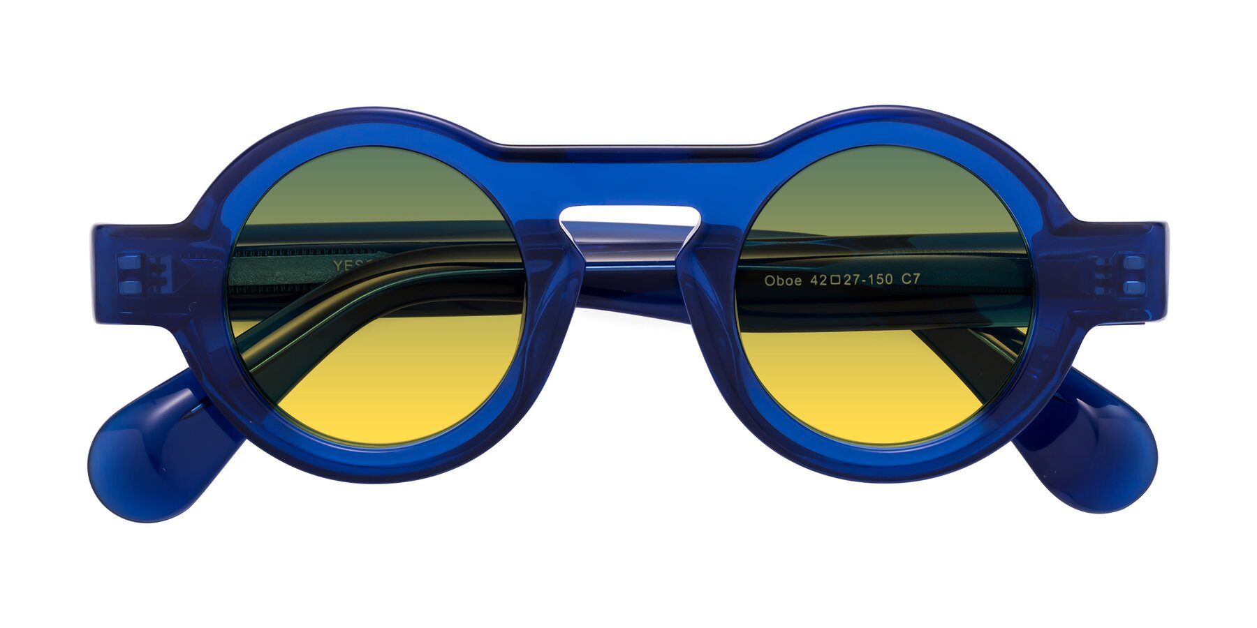Folded Front of Oboe in Blue with Green / Yellow Gradient Lenses