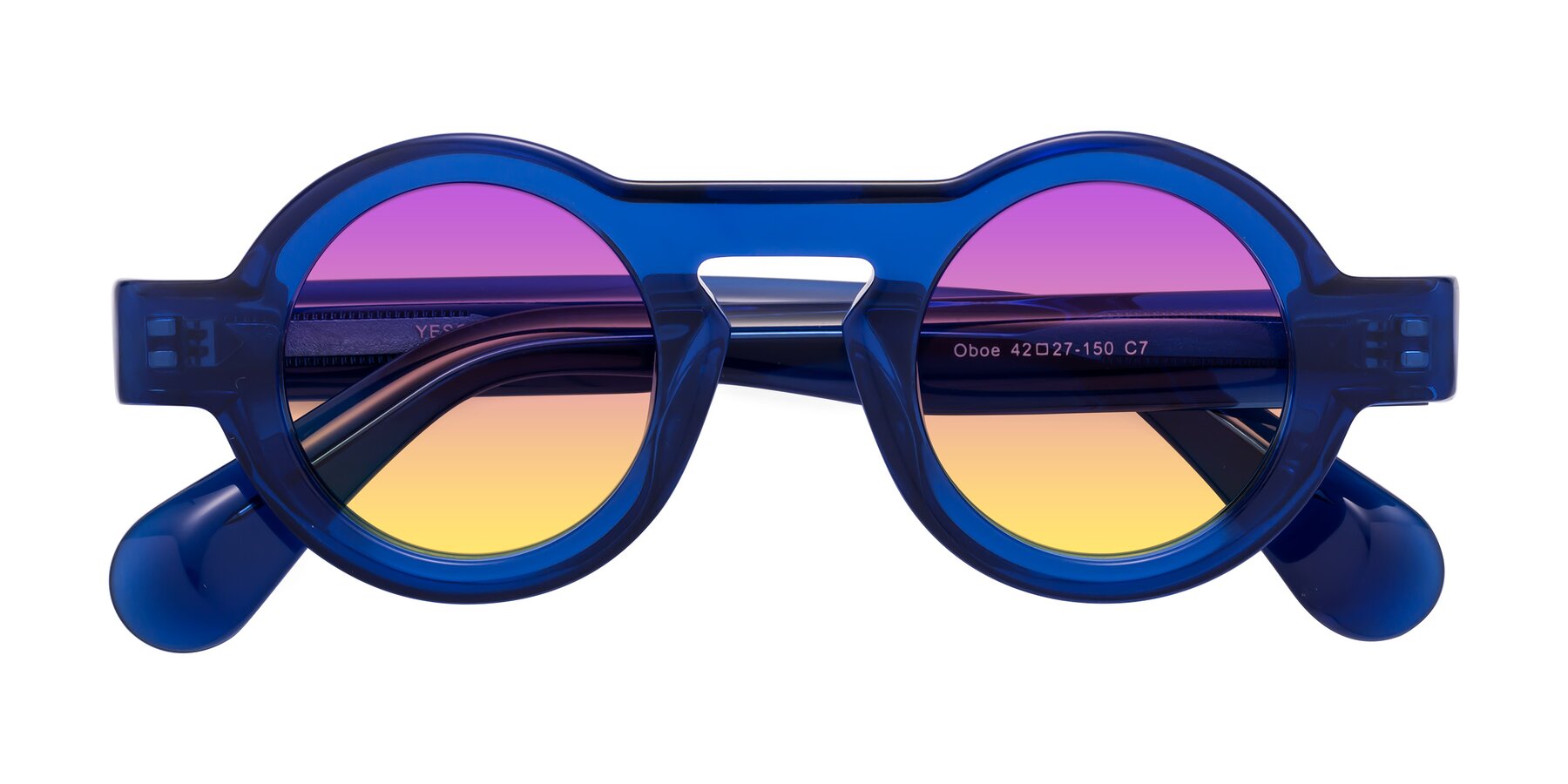 Folded Front of Oboe in Blue with Purple / Yellow Gradient Lenses