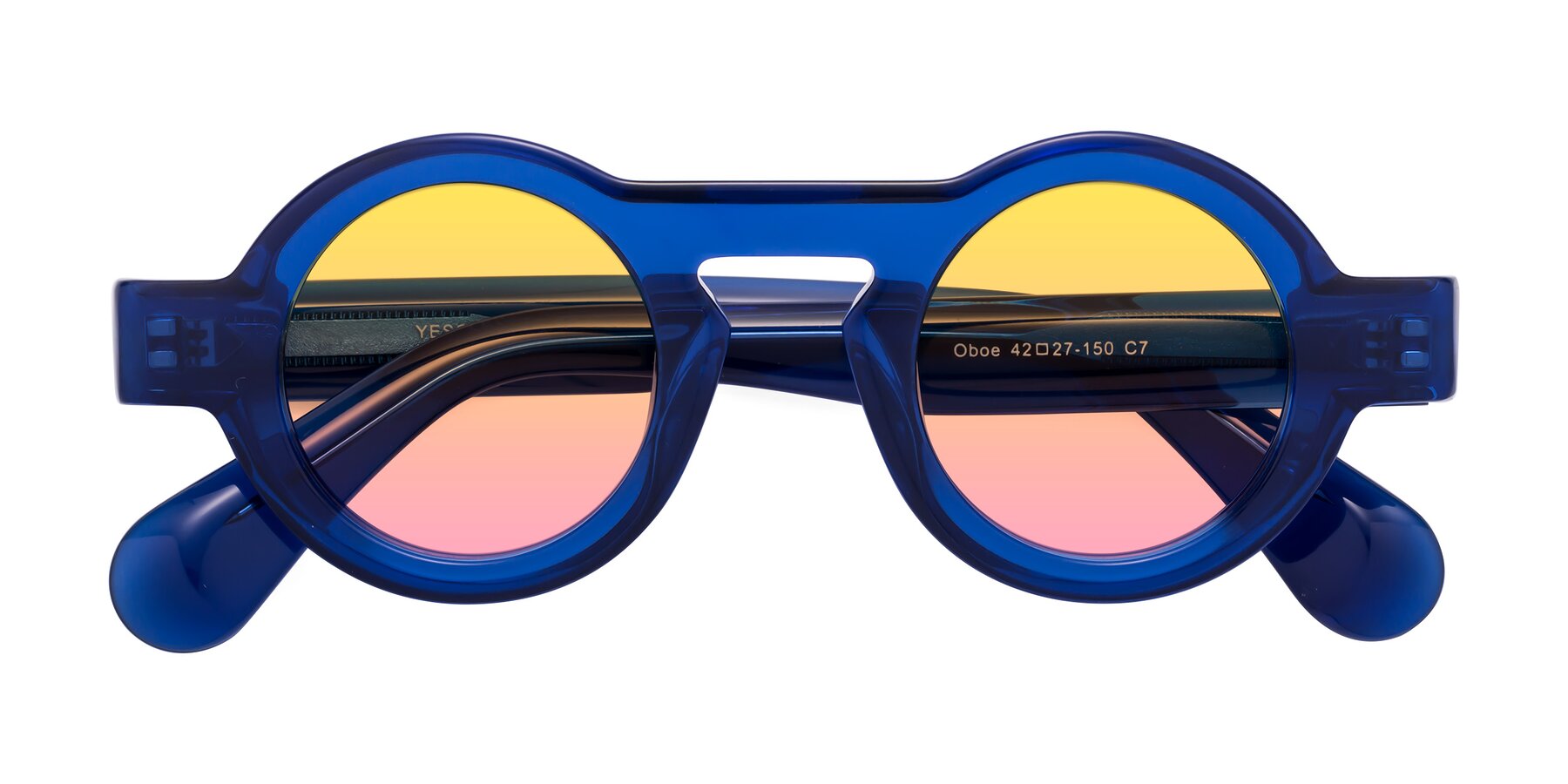 Folded Front of Oboe in Blue with Yellow / Pink Gradient Lenses