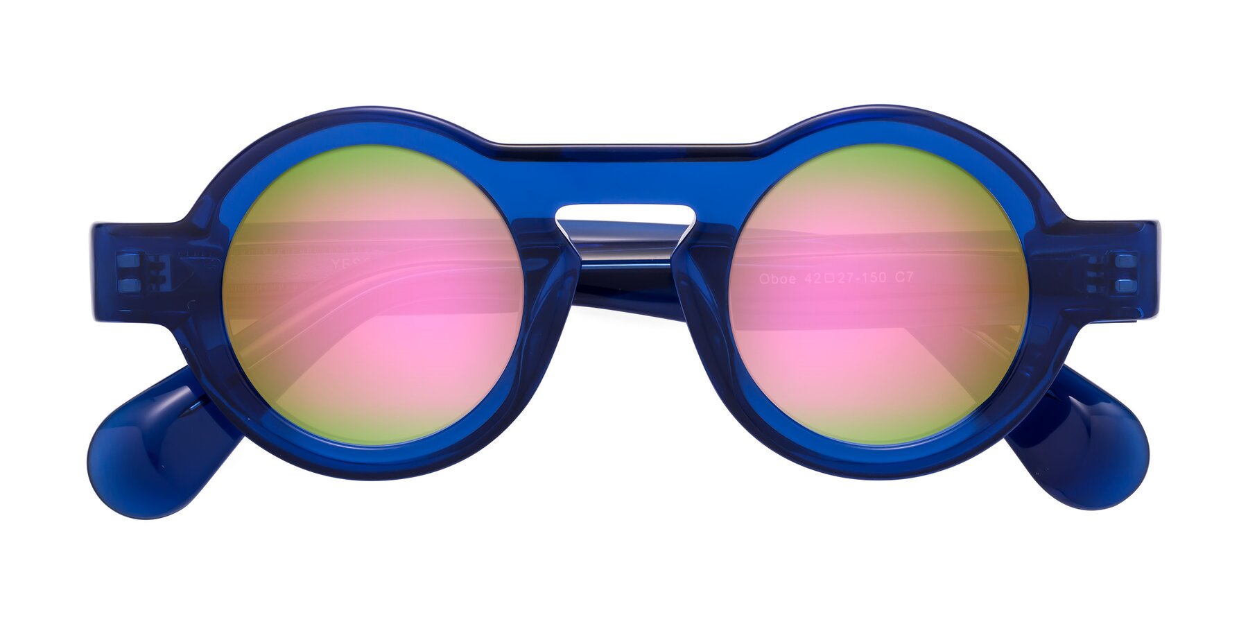 Folded Front of Oboe in Blue with Pink Mirrored Lenses
