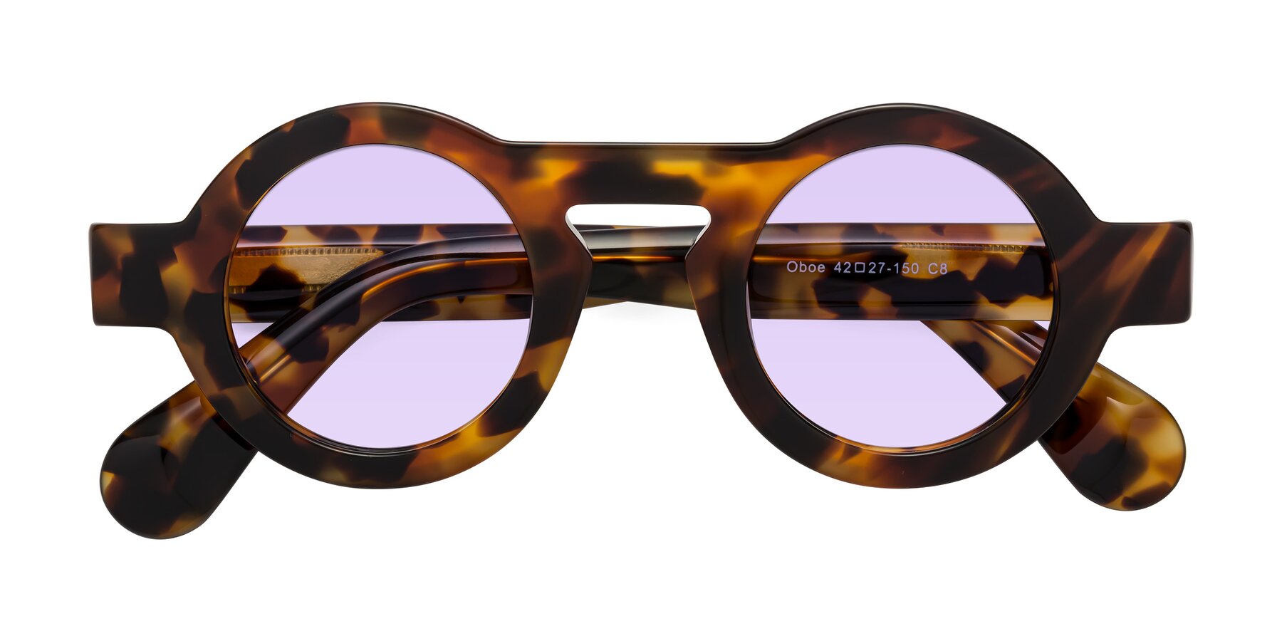 Folded Front of Oboe in Tortoise with Light Purple Tinted Lenses