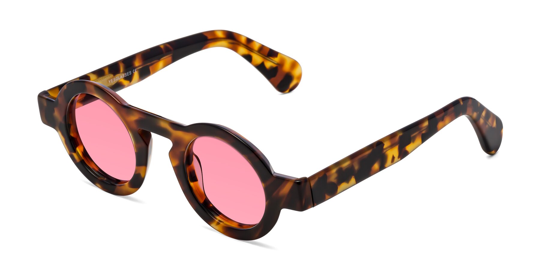 Angle of Oboe in Tortoise with Pink Tinted Lenses