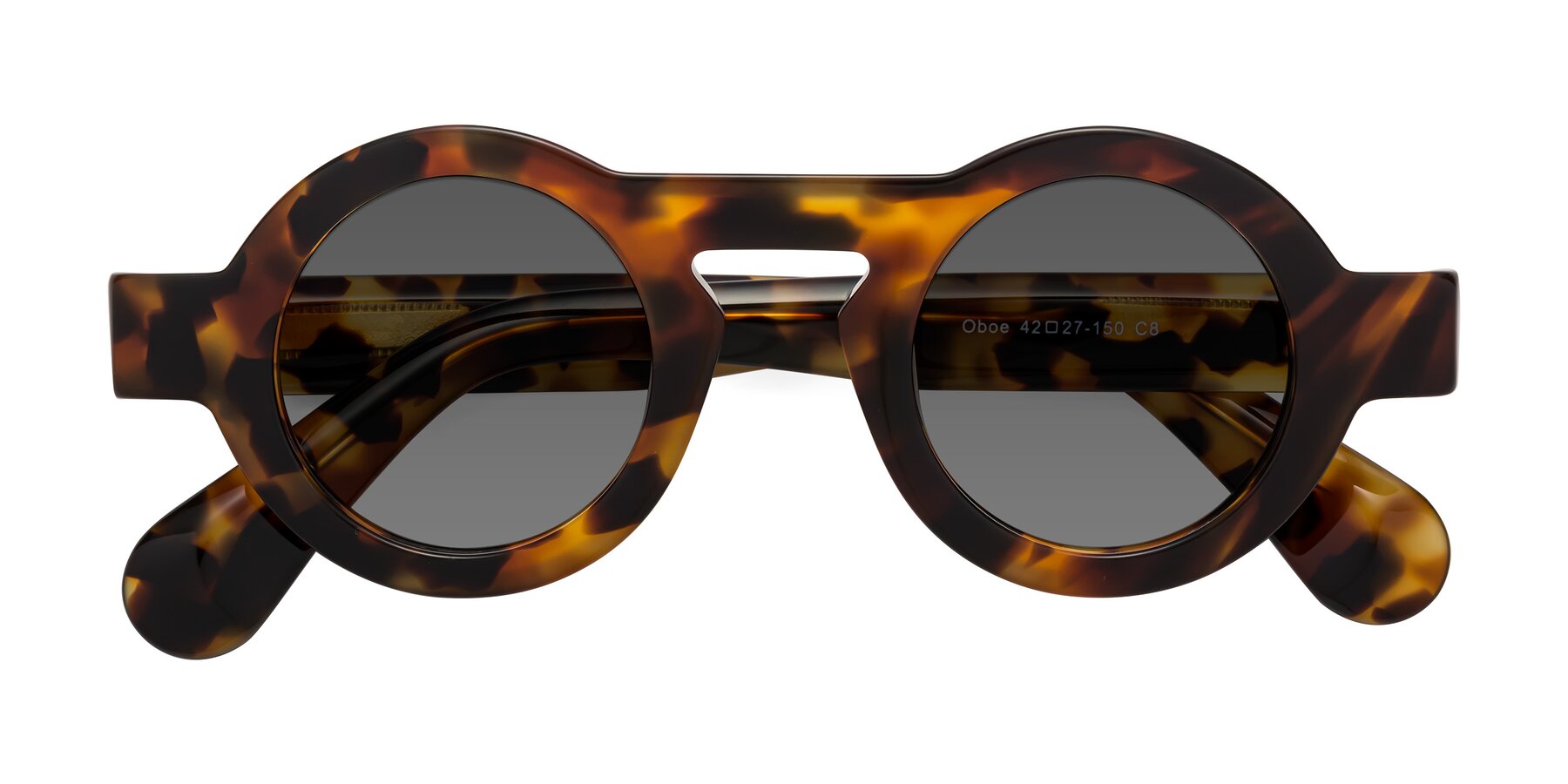 Folded Front of Oboe in Tortoise with Medium Gray Tinted Lenses