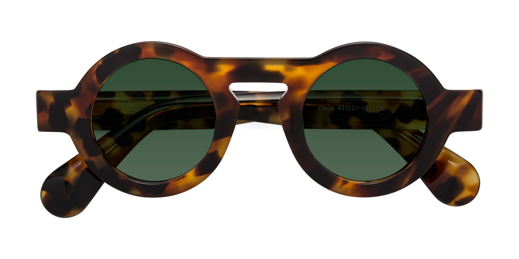 Folded Front of Oboe in Tortoise with Green Tinted Lenses