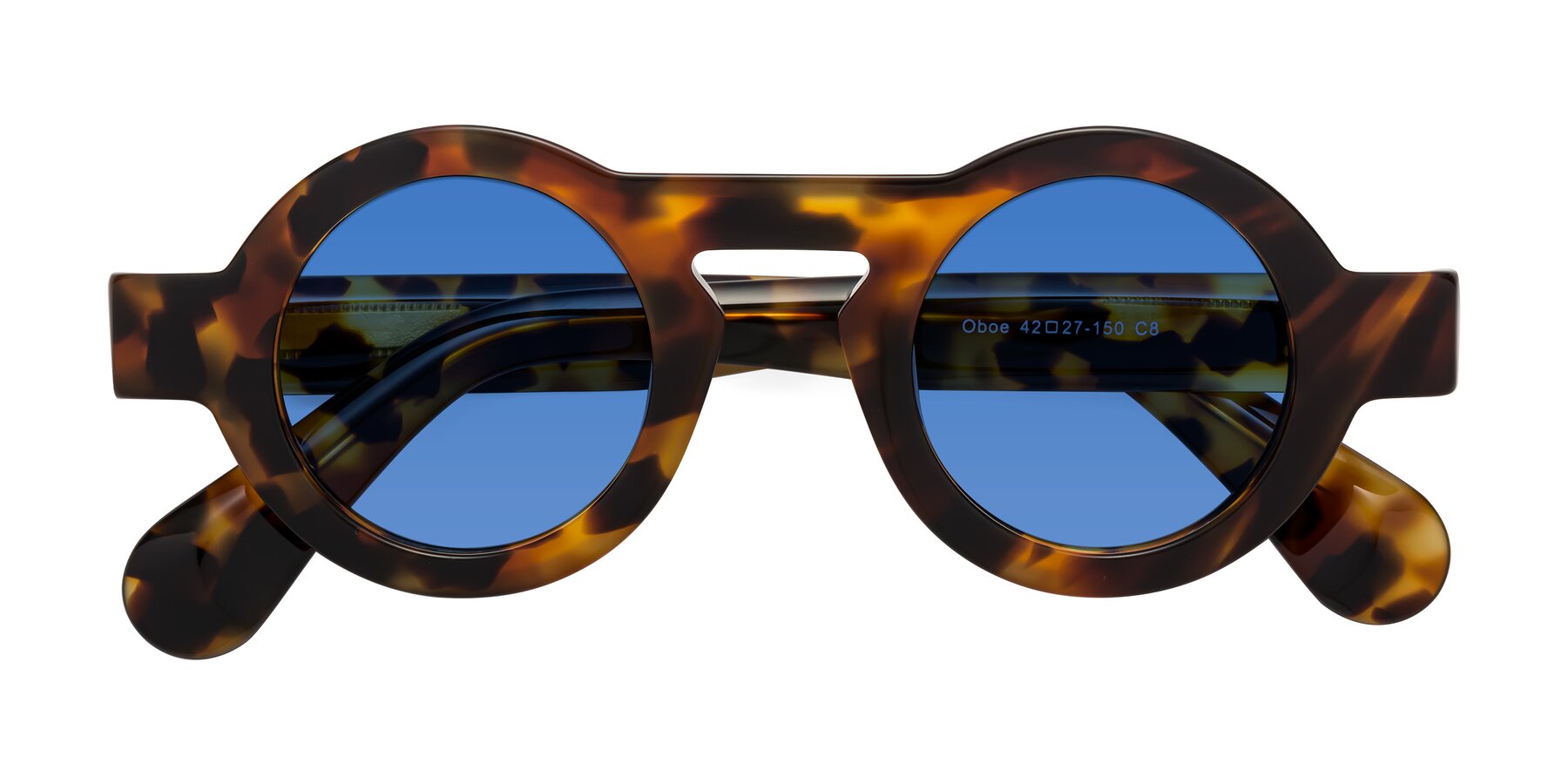 Folded Front of Oboe in Tortoise with Blue Tinted Lenses