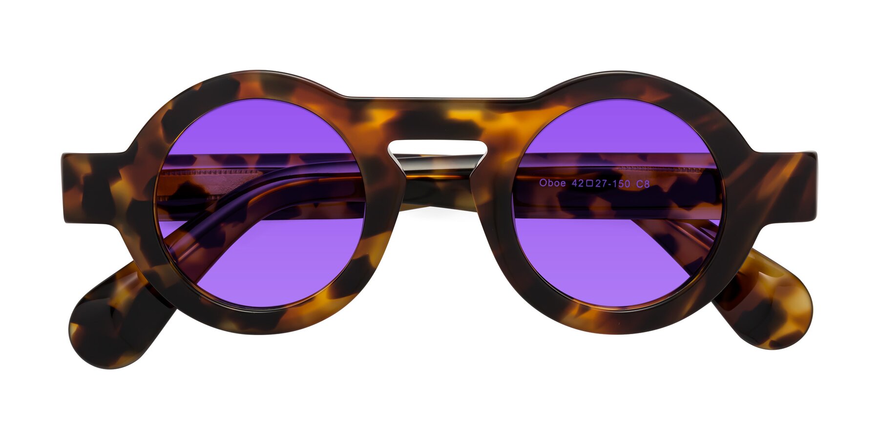 Folded Front of Oboe in Tortoise with Purple Tinted Lenses