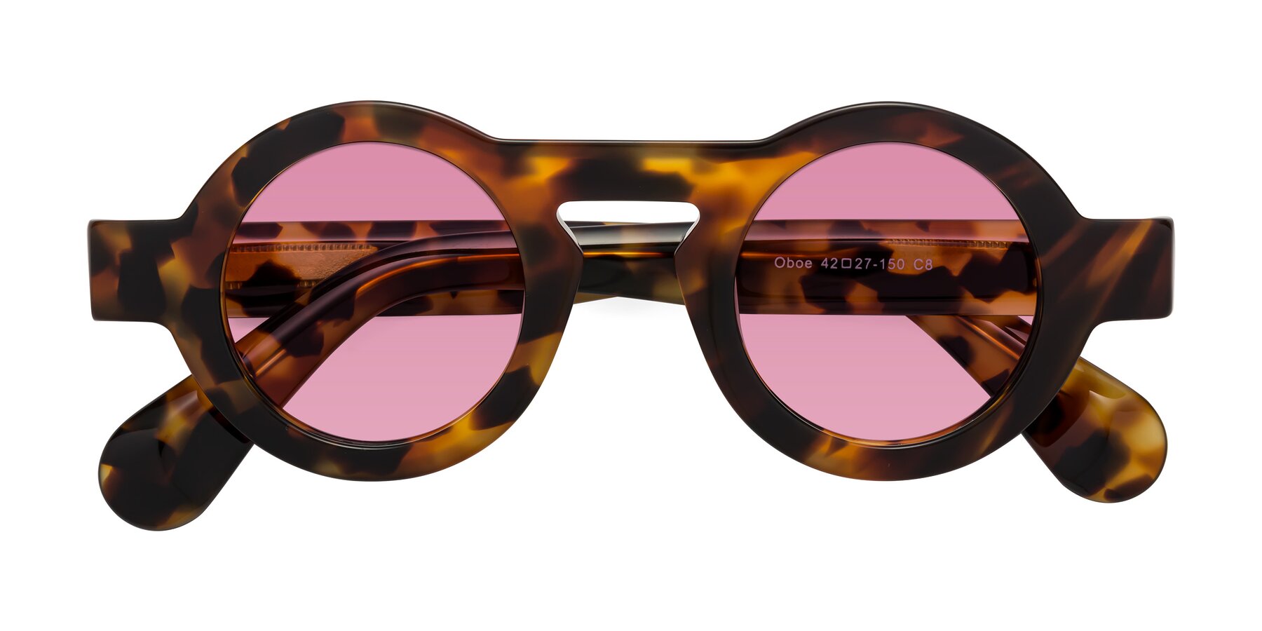 Folded Front of Oboe in Tortoise with Medium Wine Tinted Lenses