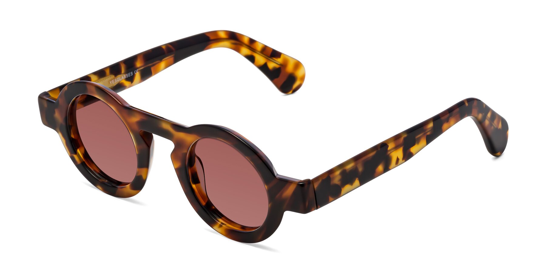 Angle of Oboe in Tortoise with Garnet Tinted Lenses