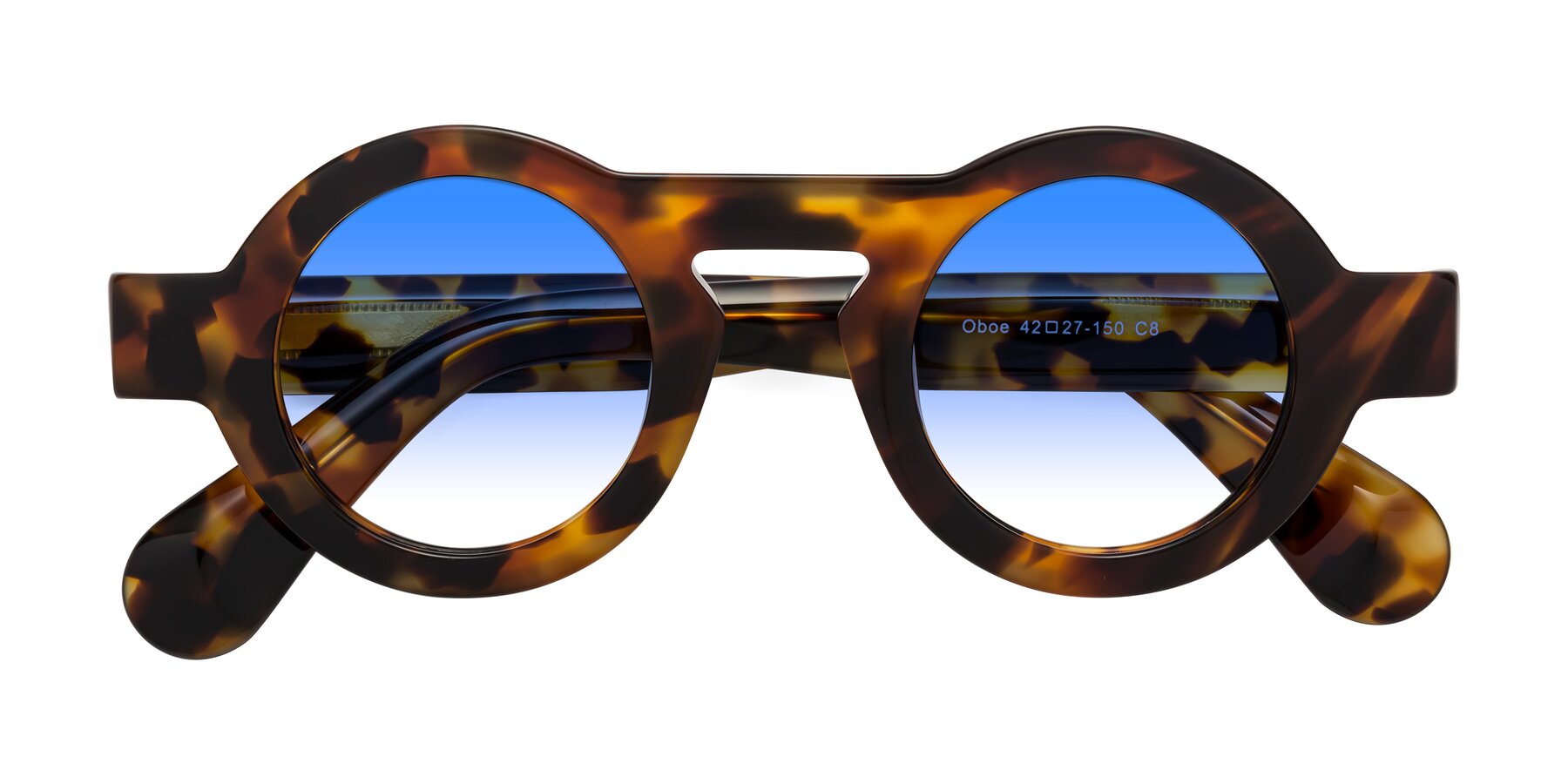 Folded Front of Oboe in Tortoise with Blue Gradient Lenses