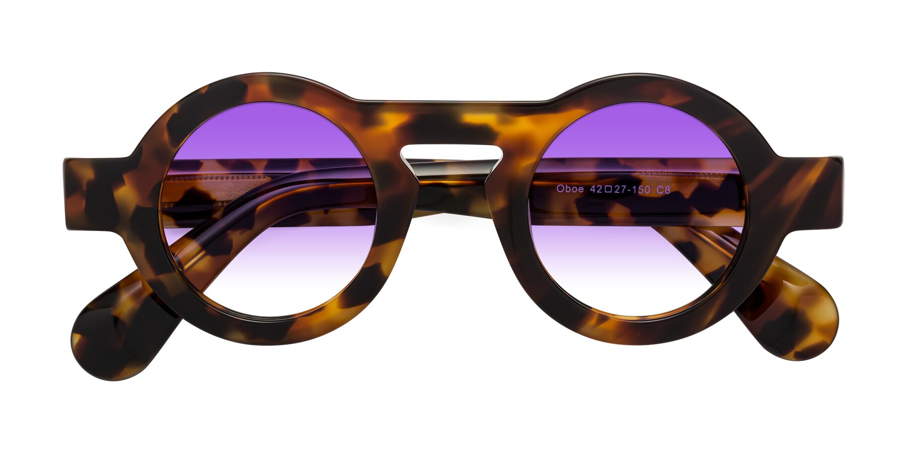 Folded Front of Oboe in Tortoise with Purple Gradient Lenses