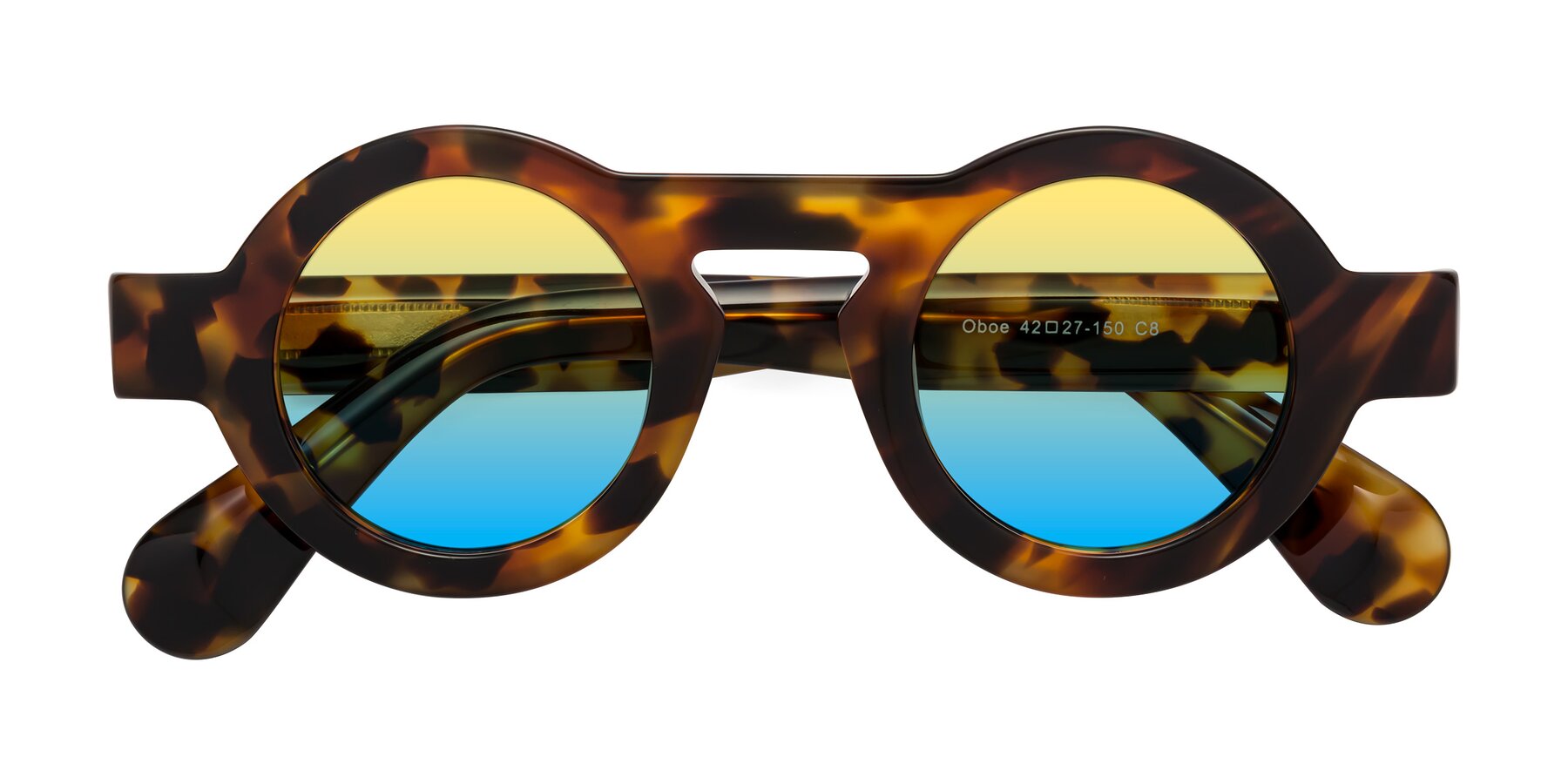 Folded Front of Oboe in Tortoise with Yellow / Blue Gradient Lenses