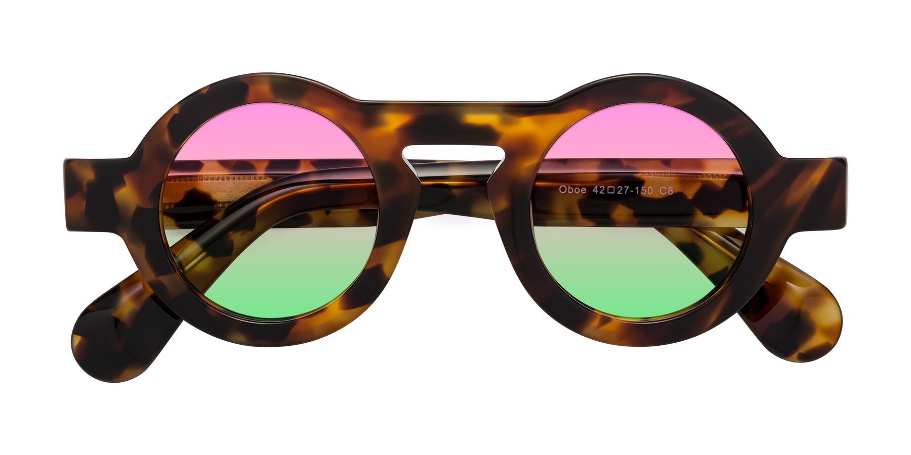 Folded Front of Oboe in Tortoise with Pink / Green Gradient Lenses