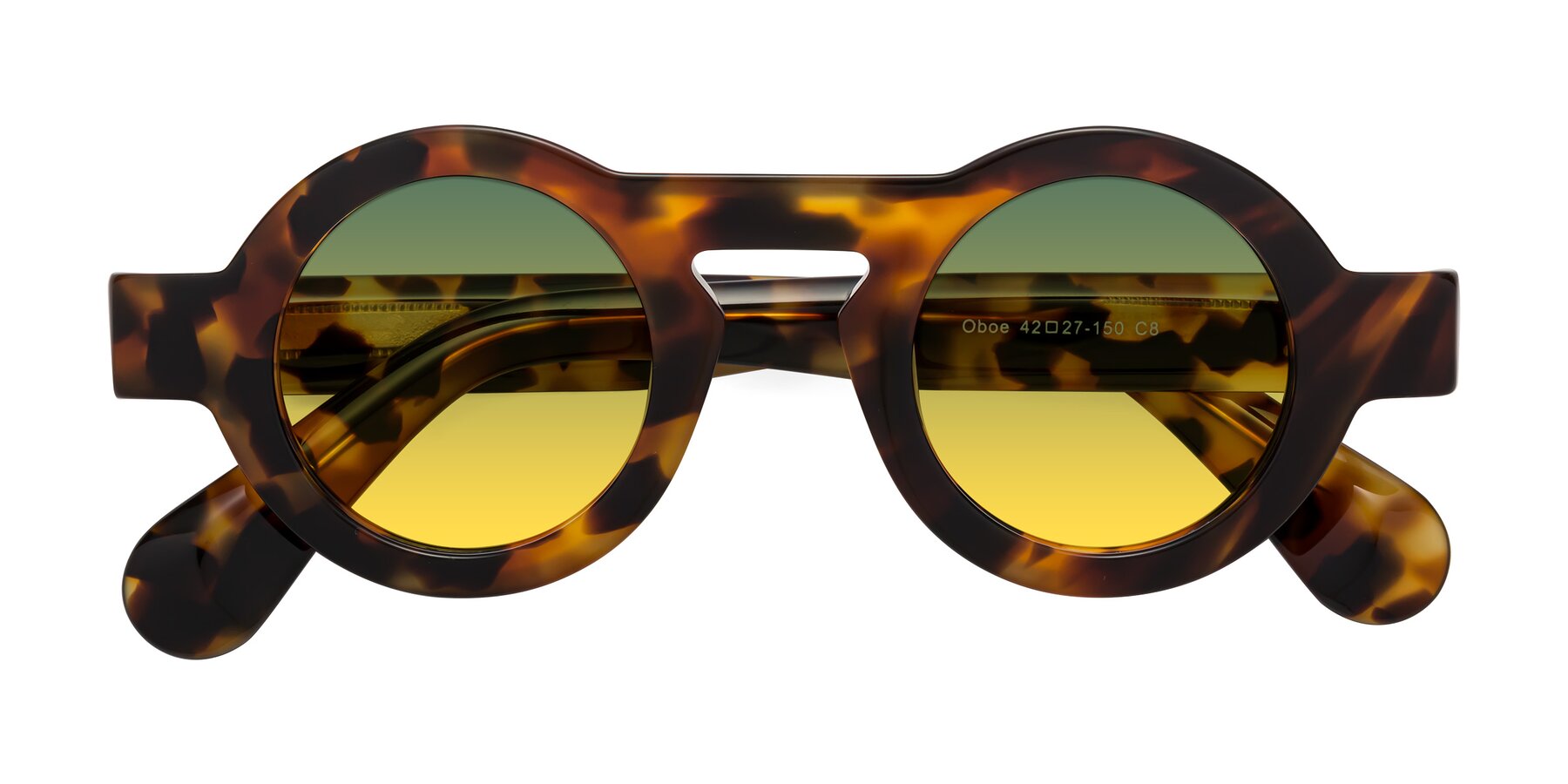 Folded Front of Oboe in Tortoise with Green / Yellow Gradient Lenses