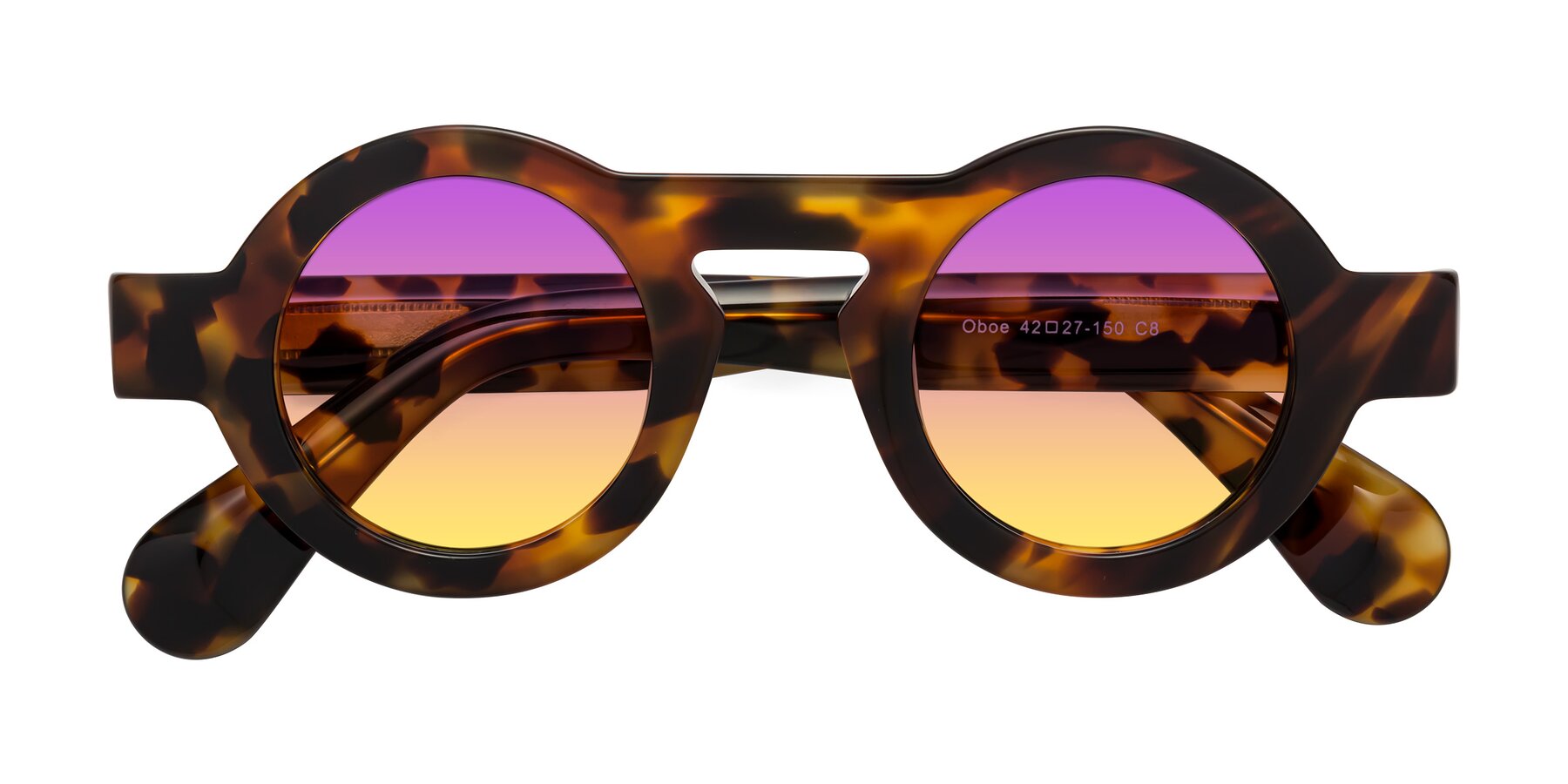 Folded Front of Oboe in Tortoise with Purple / Yellow Gradient Lenses