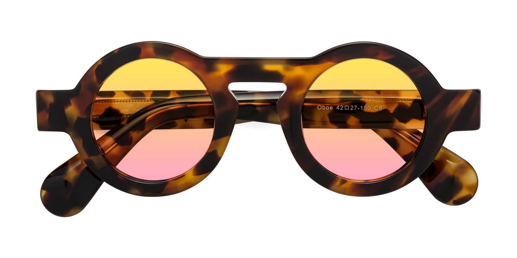 Folded Front of Oboe in Tortoise with Yellow / Pink Gradient Lenses