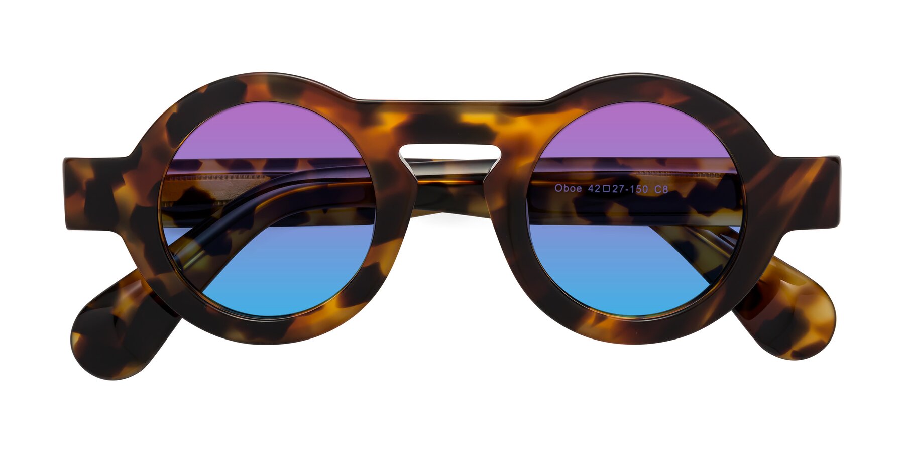 Folded Front of Oboe in Tortoise with Purple / Blue Gradient Lenses